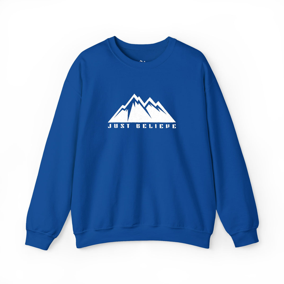 Just Believe Mountain Ridge Crewneck Sweatshirt — Adventure Graphic "Love Believe"