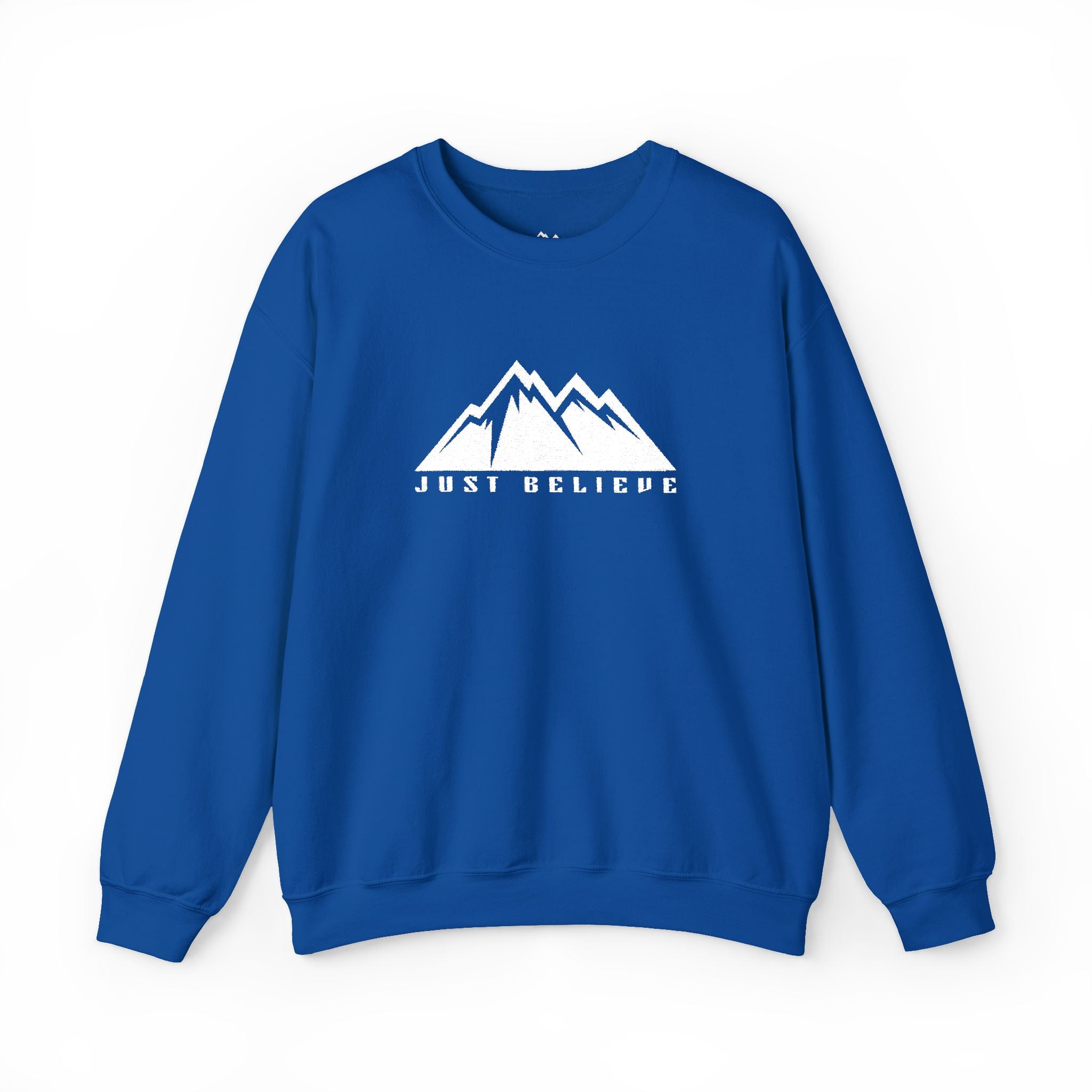 Just Believe Mountain Ridge Crewneck Sweatshirt — Adventure Graphic "Love Believe"