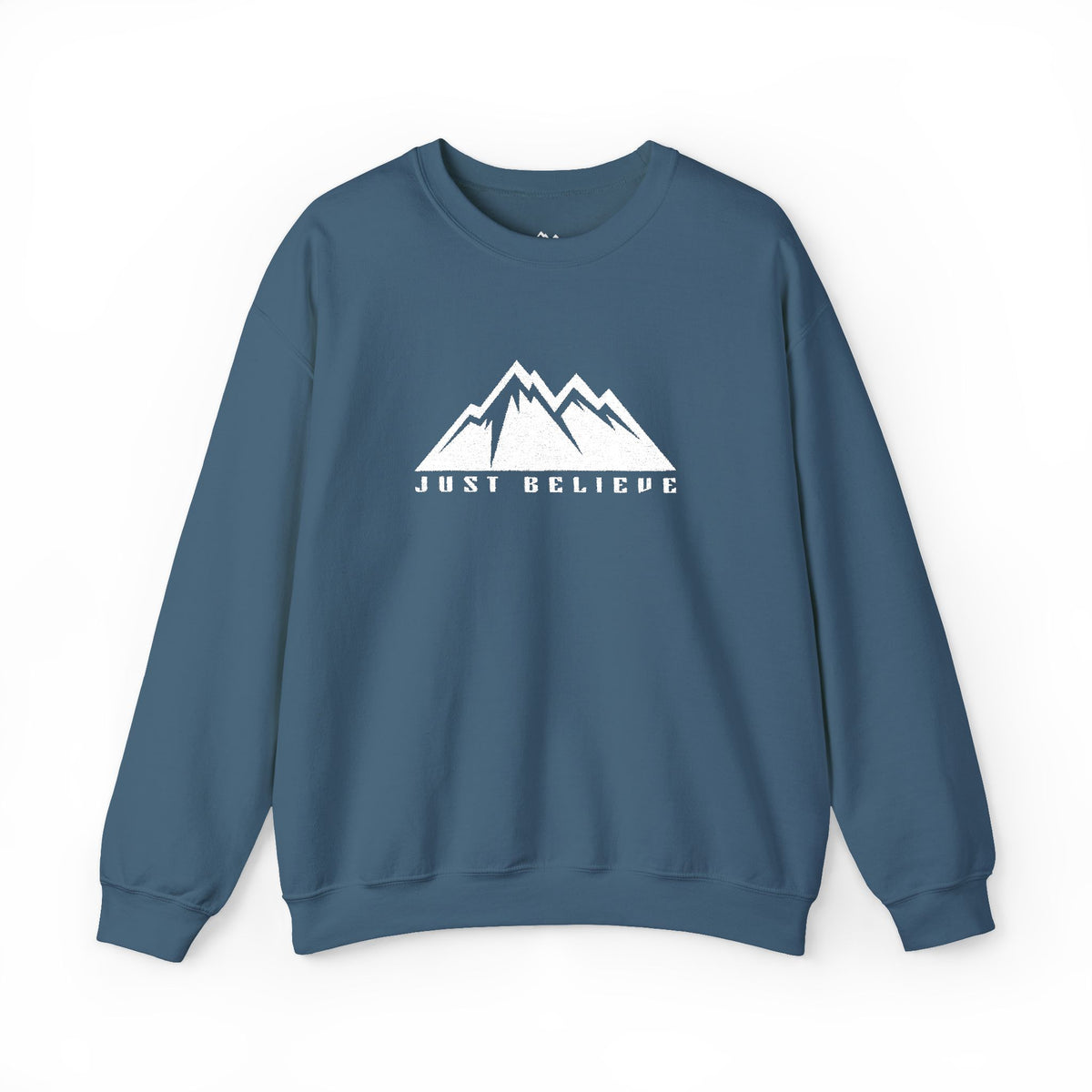 Just Believe Mountain Ridge Crewneck Sweatshirt — Adventure Graphic "Love Believe"
