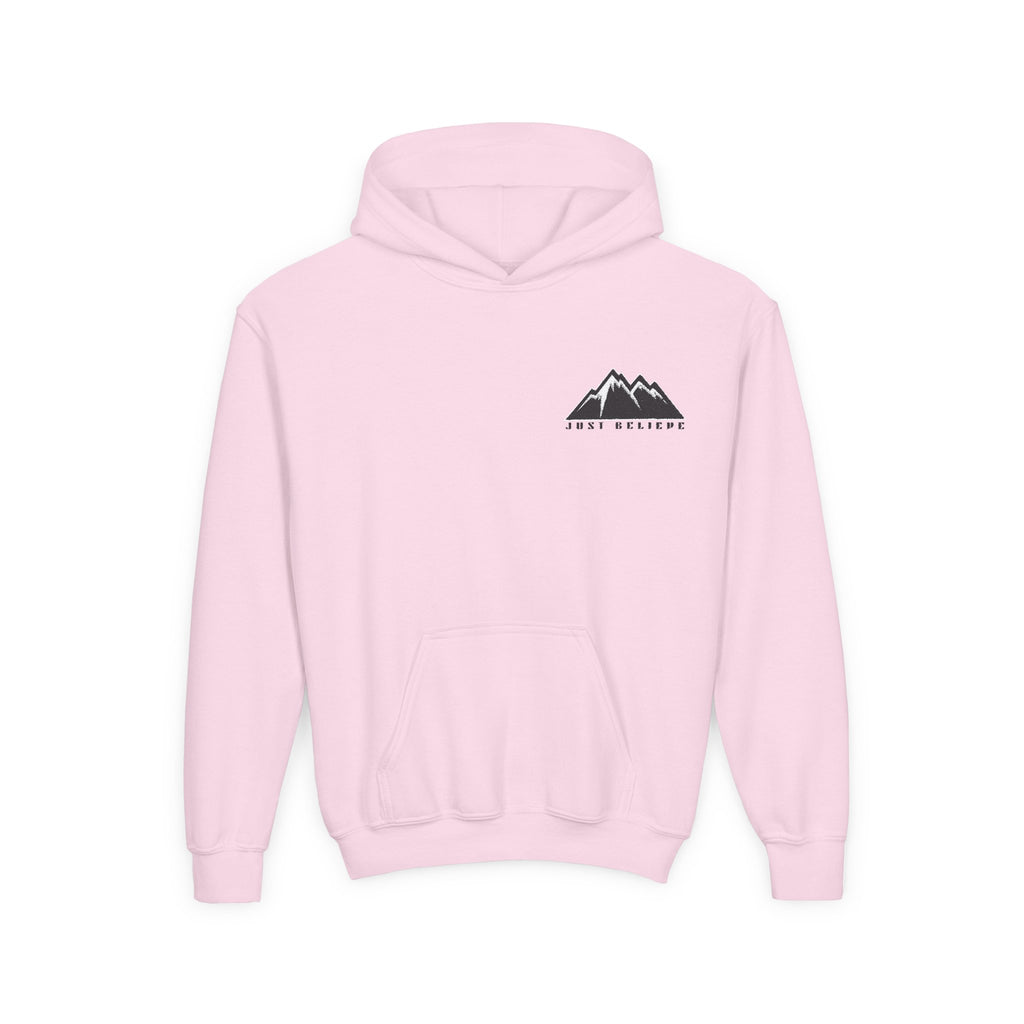 Youth Hoodie - Mountain Logo "Just Breathe" Minimal Outdoor Pullover