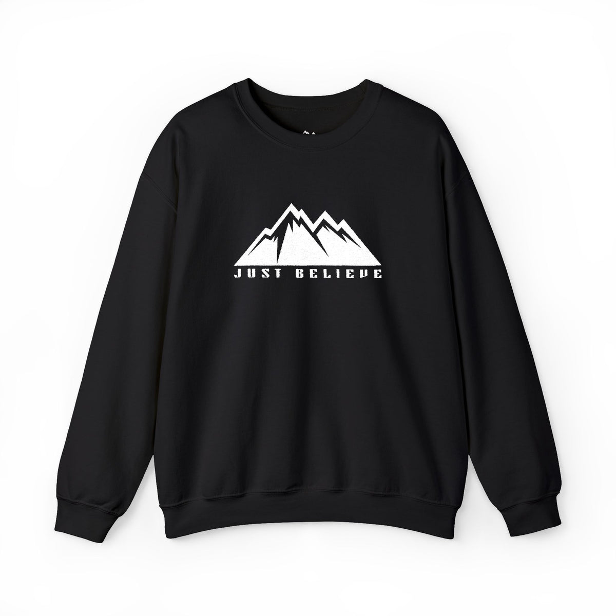 Just Believe Mountain Ridge Crewneck Sweatshirt — Adventure Graphic "Love Believe"