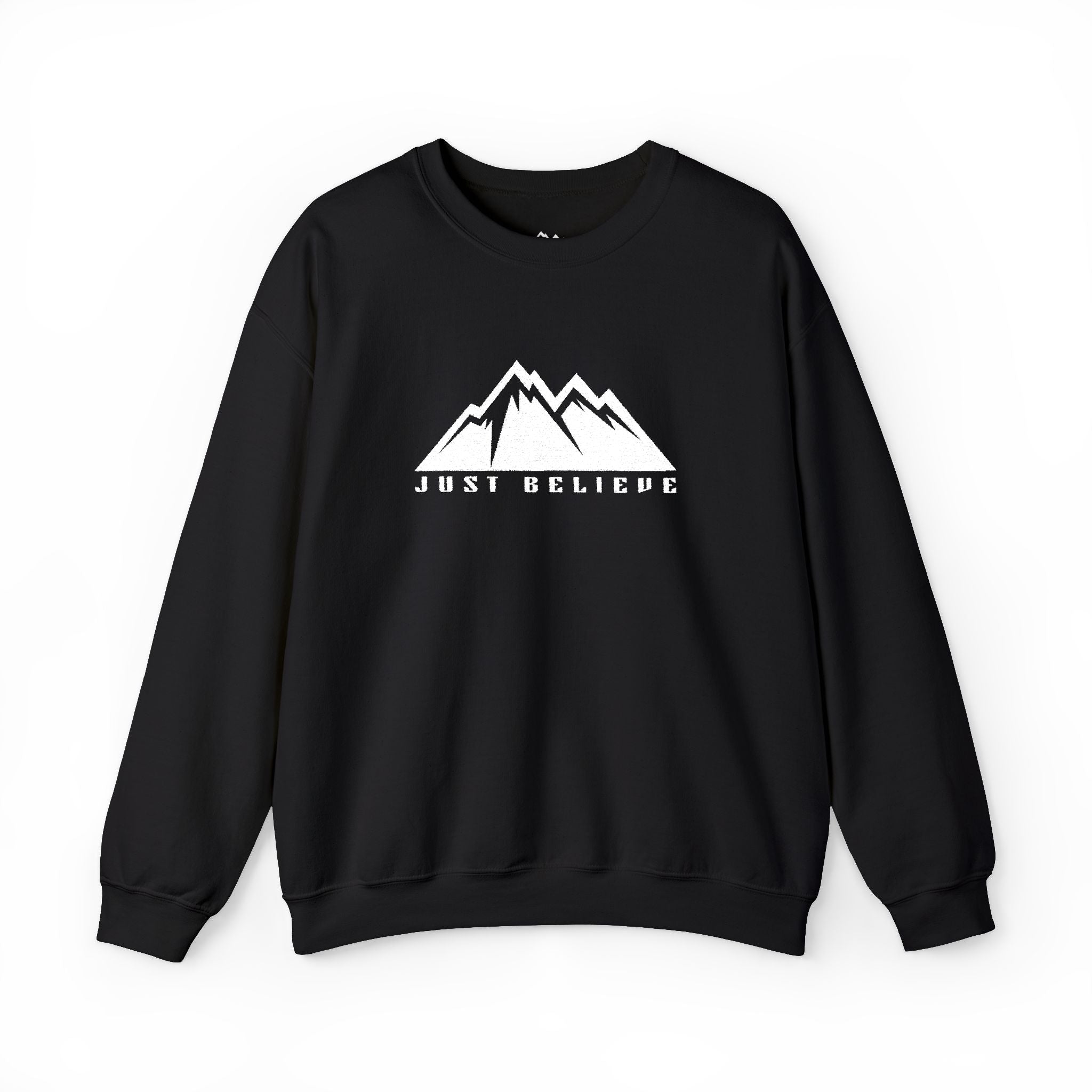 Just Believe Mountain Ridge Crewneck Sweatshirt — Adventure Graphic "Love Believe"