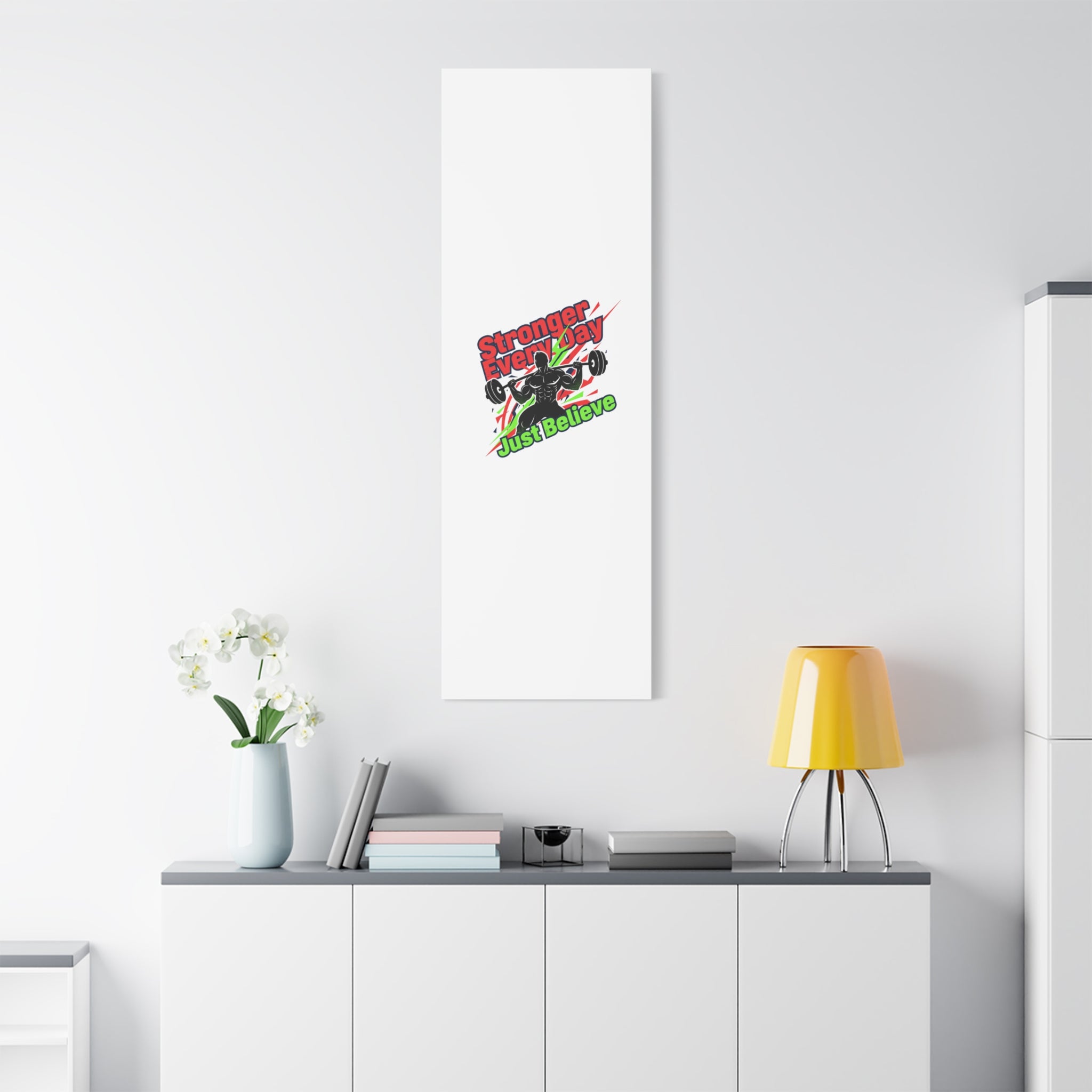 Just Believe Stronger Every Day Canvas | Fitness Motivation, Workout Wall Art