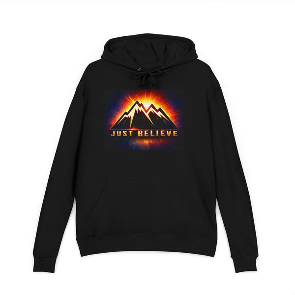 JustBelieve Mountain Sunrise Hoodie — Inspirational Outdoor Graphic Hoodie