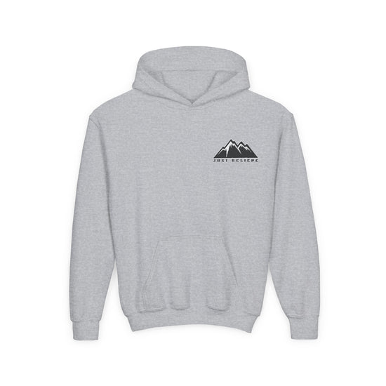 Youth Hoodie - Mountain Logo "Just Breathe" Minimal Outdoor Pullover