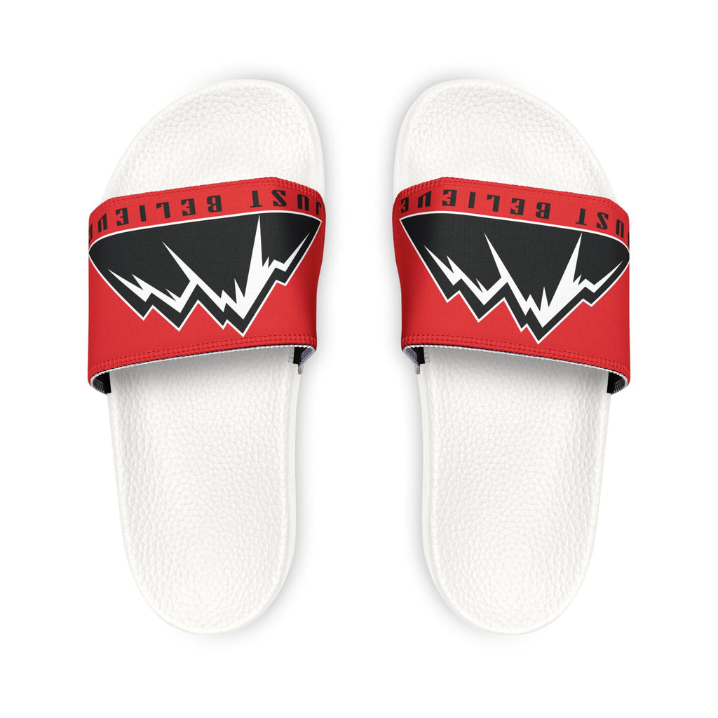 Just Believe Men's Removable-Strap Slide Sandals — Bold Red Mountain Logo