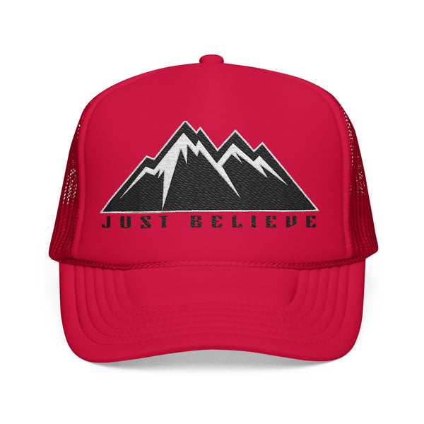 Just Believe Embroidered Trucker Hat — Foam Mesh Cap