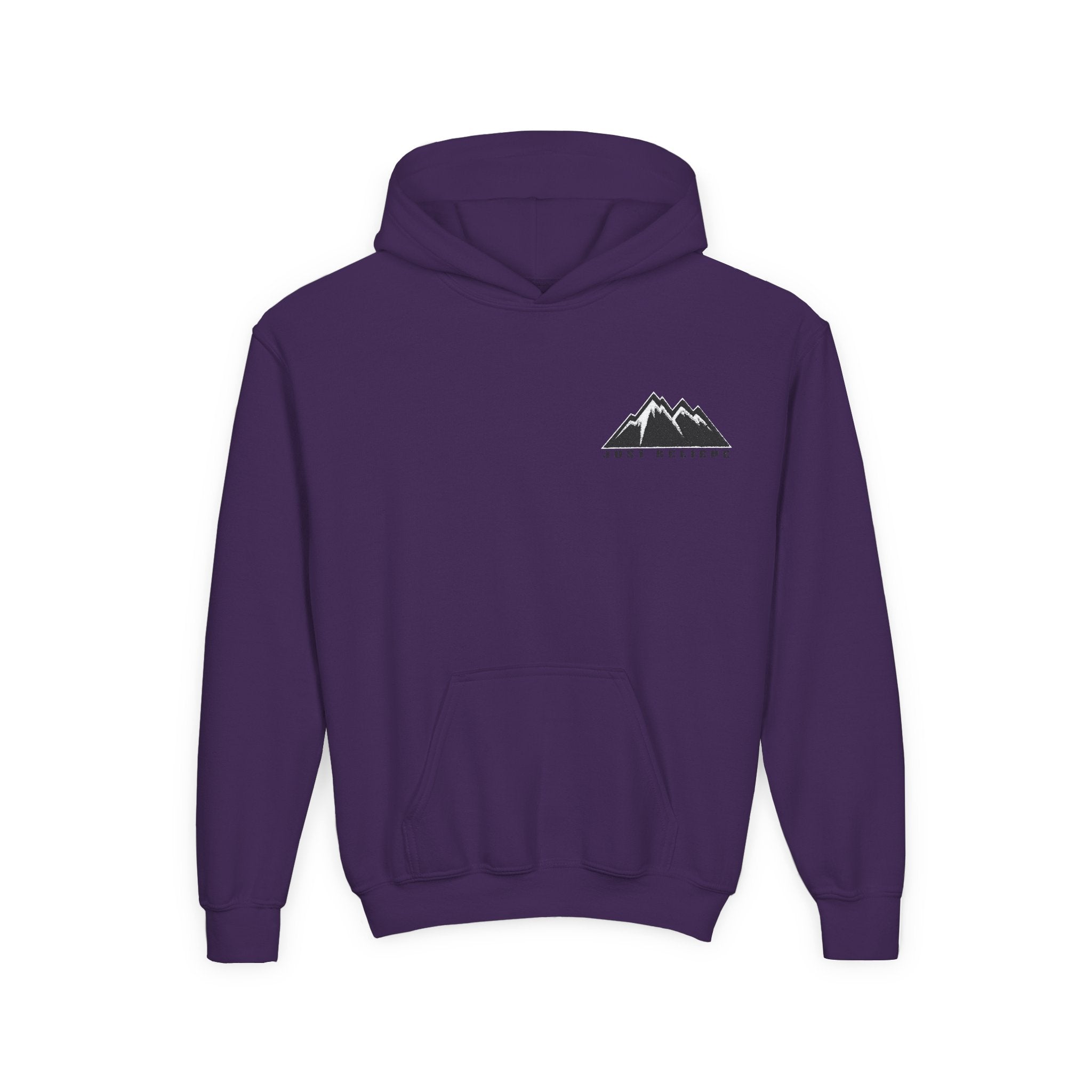 Youth Hoodie - Mountain Logo "Just Breathe" Minimal Outdoor Pullover