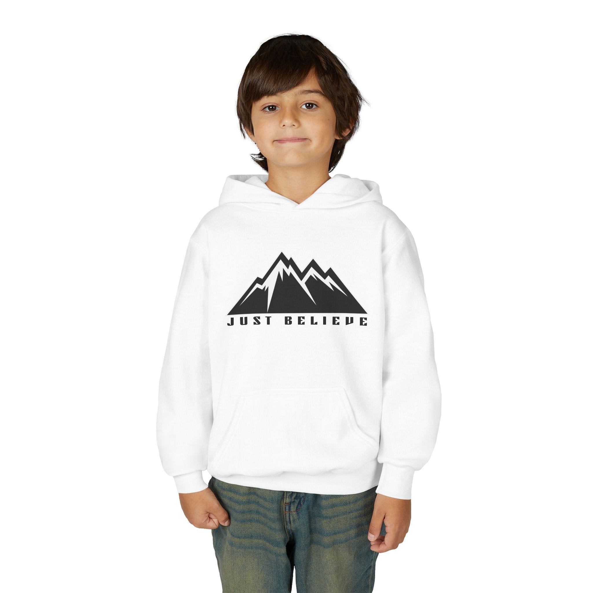 JustBelieve Hoodie Youth Hooded Sweatshirt | Inspirational Faith Design