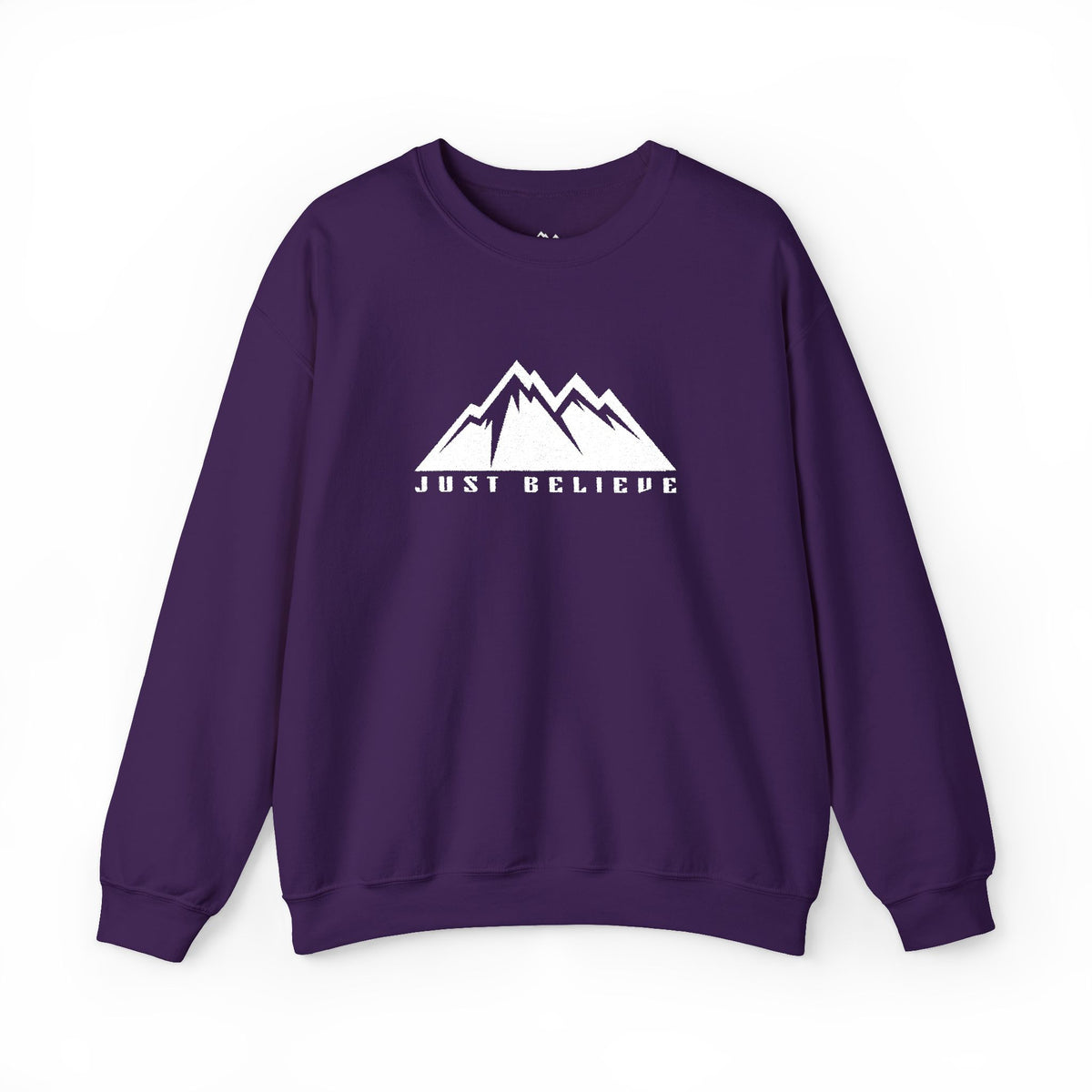 Just Believe Mountain Ridge Crewneck Sweatshirt — Adventure Graphic "Love Believe"