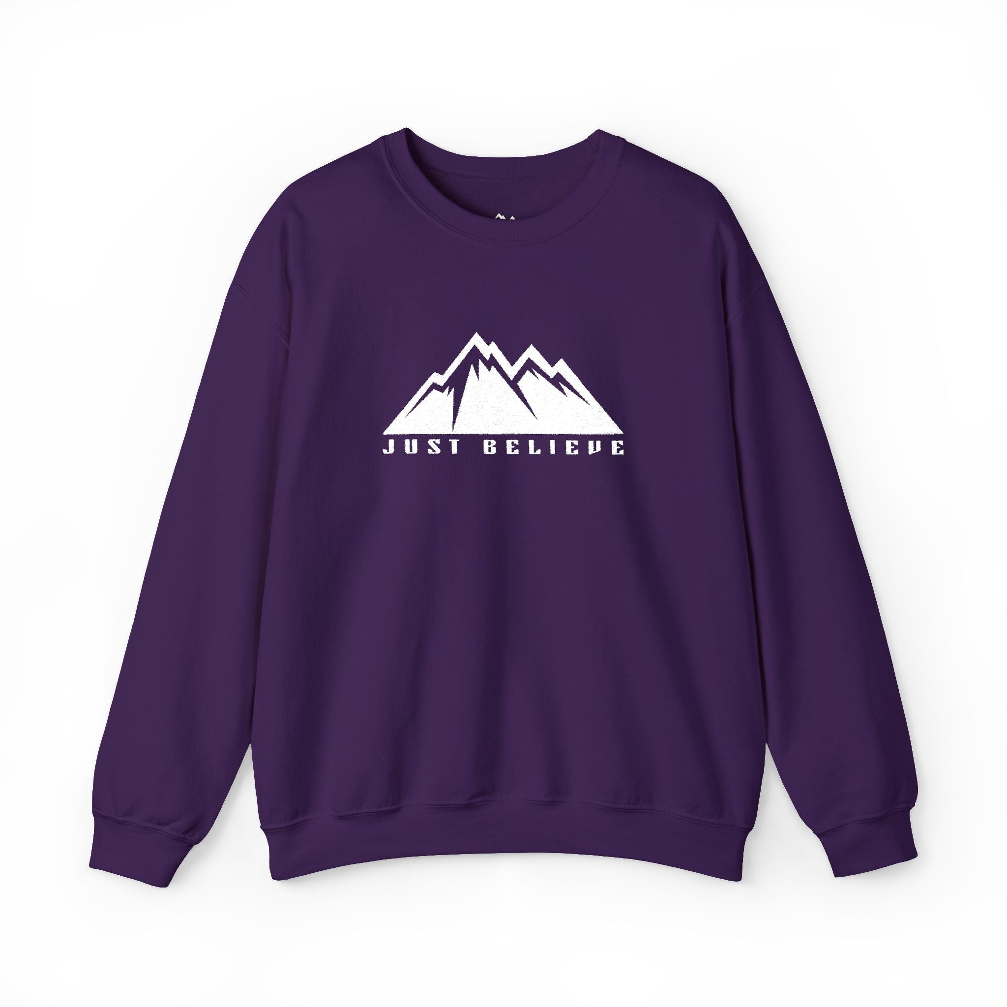 Just Believe Mountain Ridge Crewneck Sweatshirt — Adventure Graphic "Love Believe"