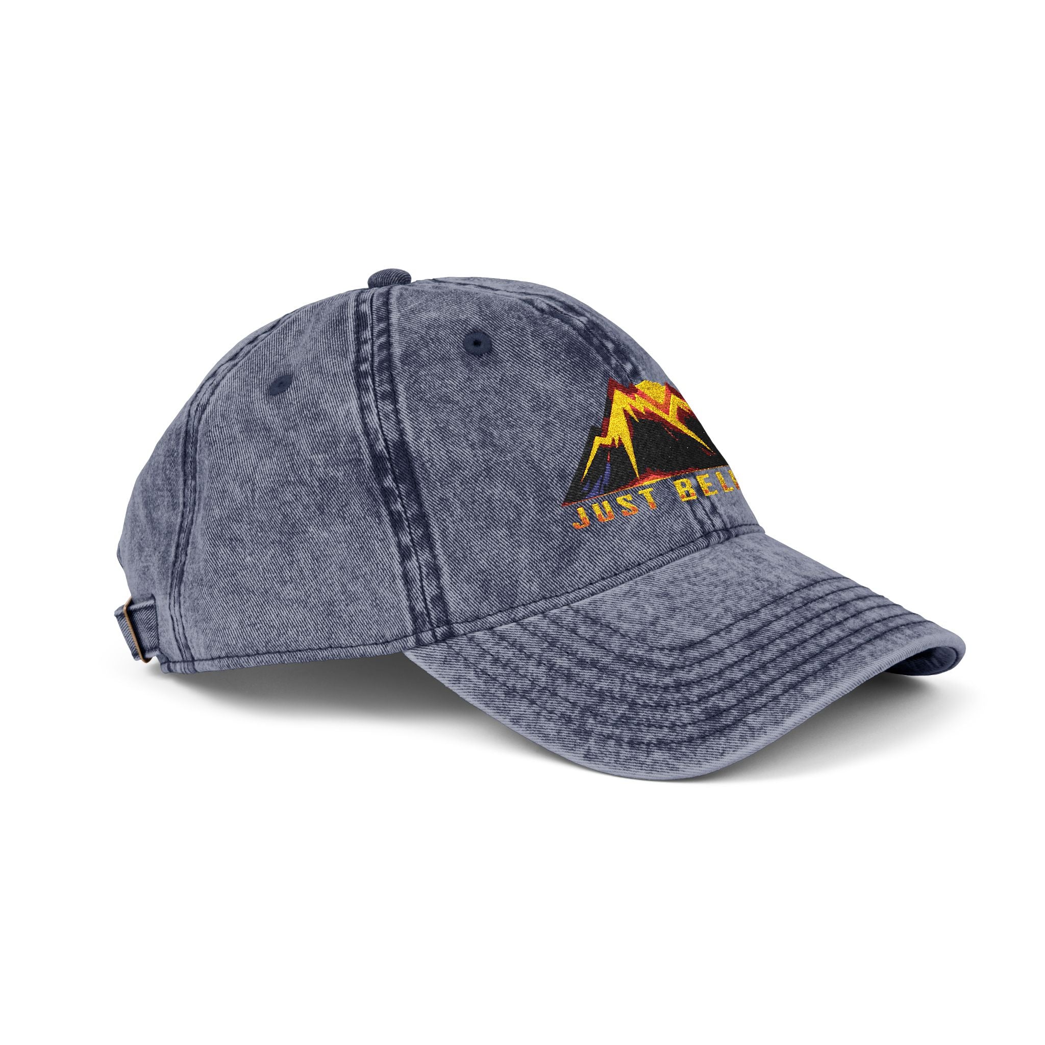 Just Believe Embroidered Vintage Mountain Cap — Red Dad Hat