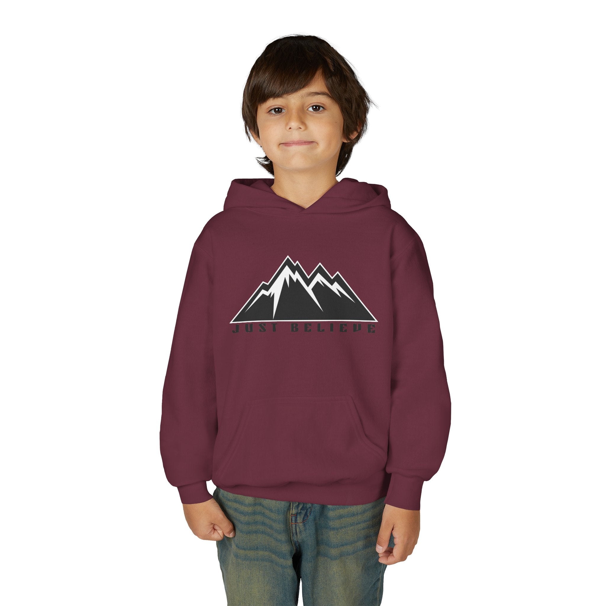 JustBelieve Hoodie Youth Hooded Sweatshirt | Inspirational Faith Design