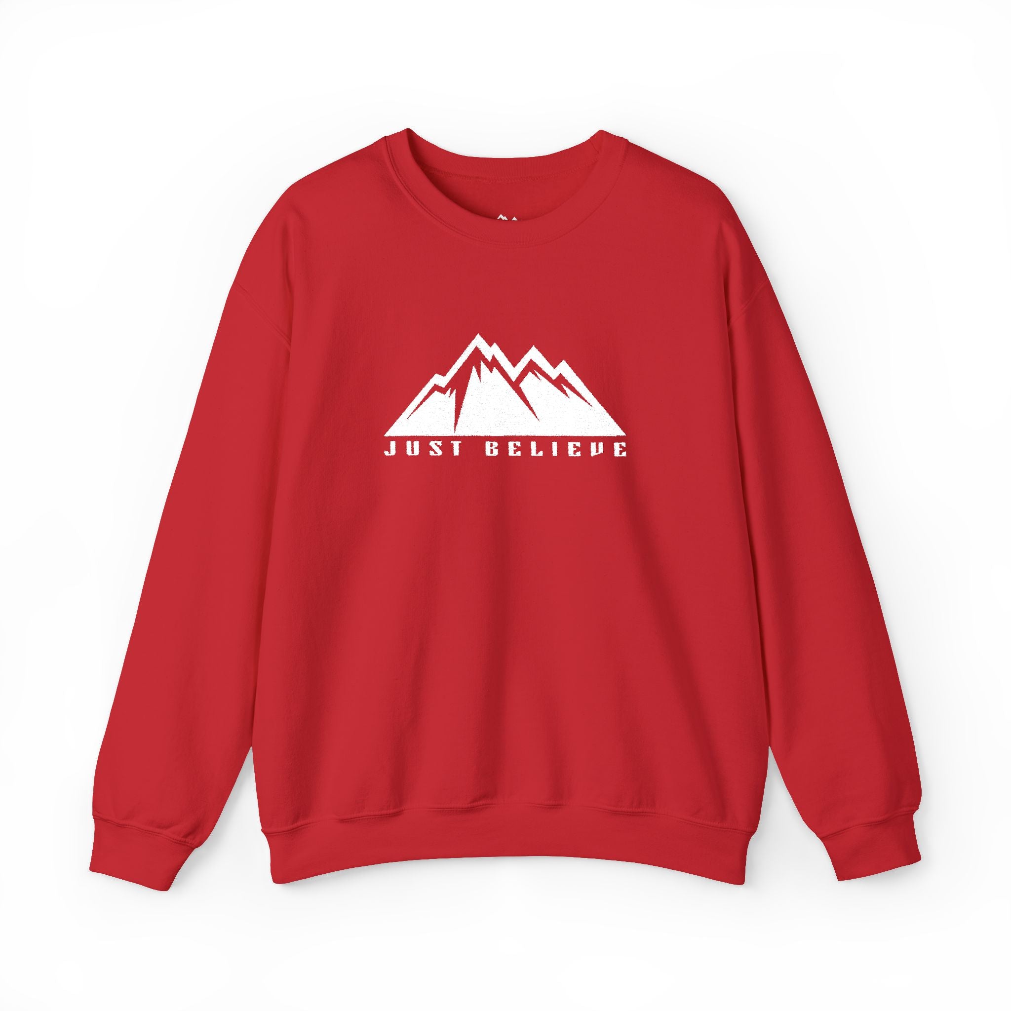 Just Believe Mountain Ridge Crewneck Sweatshirt — Adventure Graphic "Love Believe"