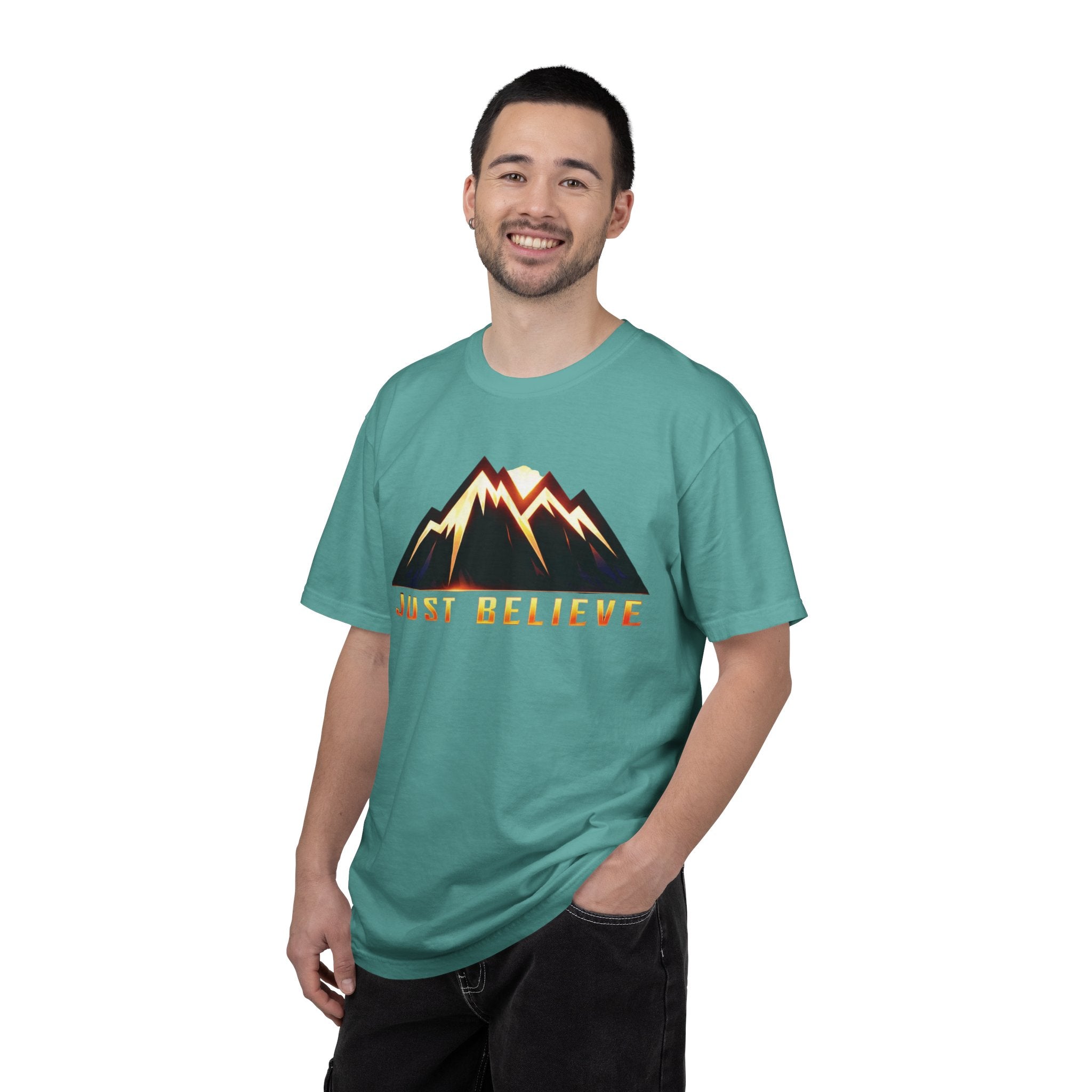 Just Believe Mountain T-Shirt — Inspirational Outdoor Graphic Tee