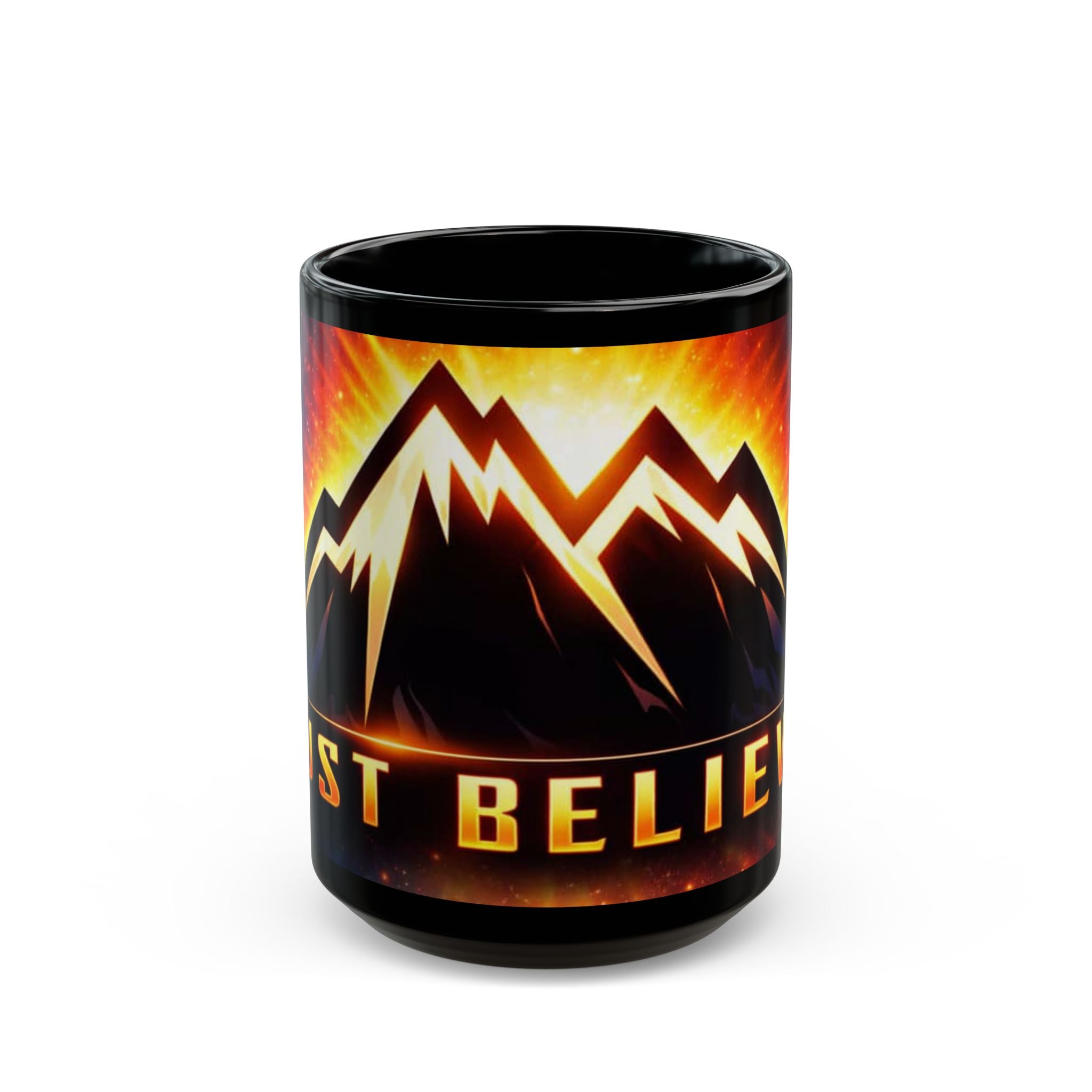 Just Believe Black Mug — Inspirational 11oz & 15oz Coffee Cup
