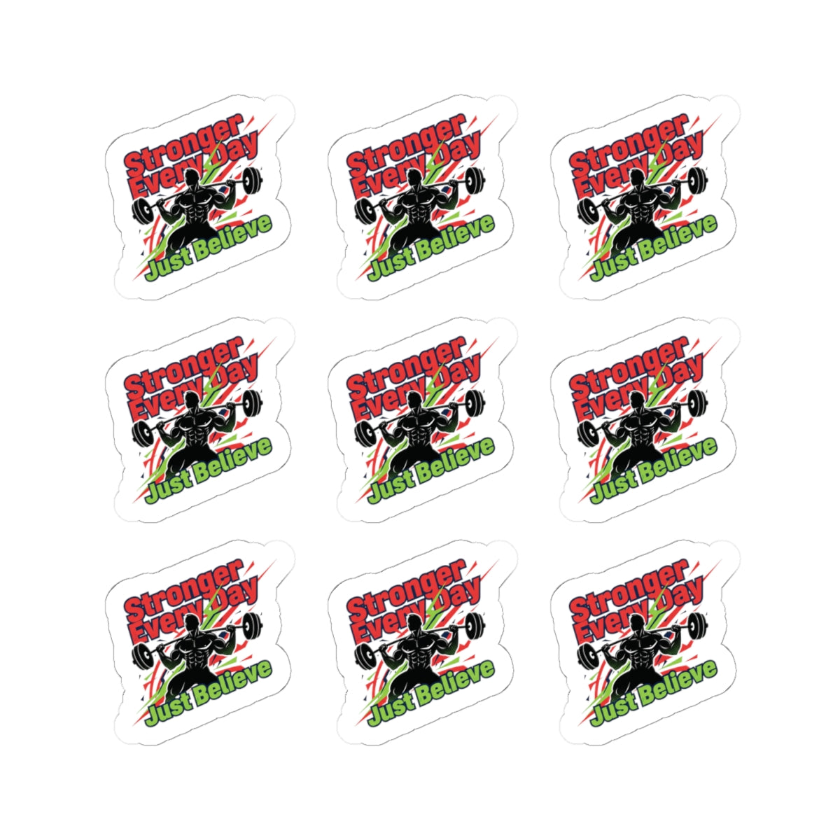Just Believe Stronger Every Day Motivational Gym Sticker | Fitness Motivation, Workout Mantra