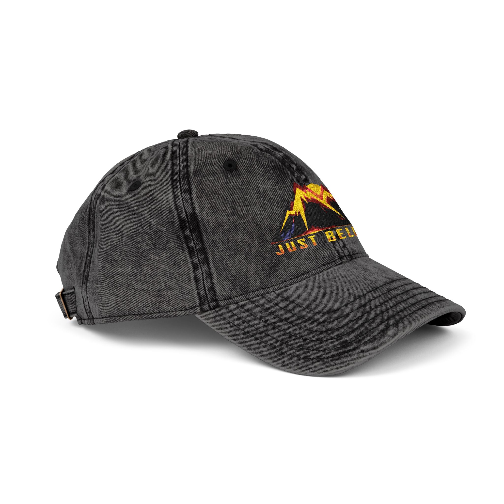 Just Believe Embroidered Vintage Mountain Cap — Red Dad Hat