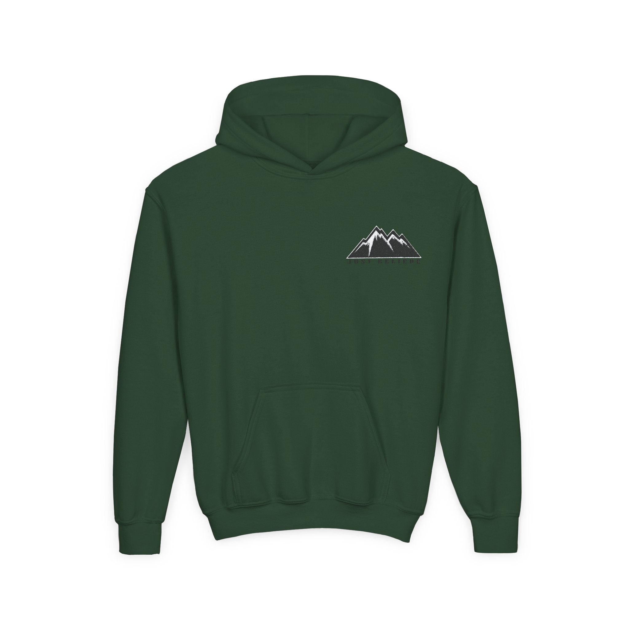 Youth Hoodie - Mountain Logo "Just Breathe" Minimal Outdoor Pullover