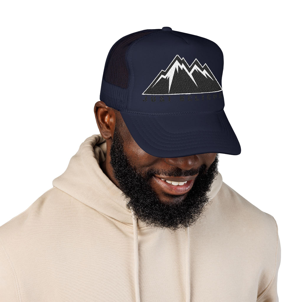Just Believe Embroidered Trucker Hat — Foam Mesh Cap