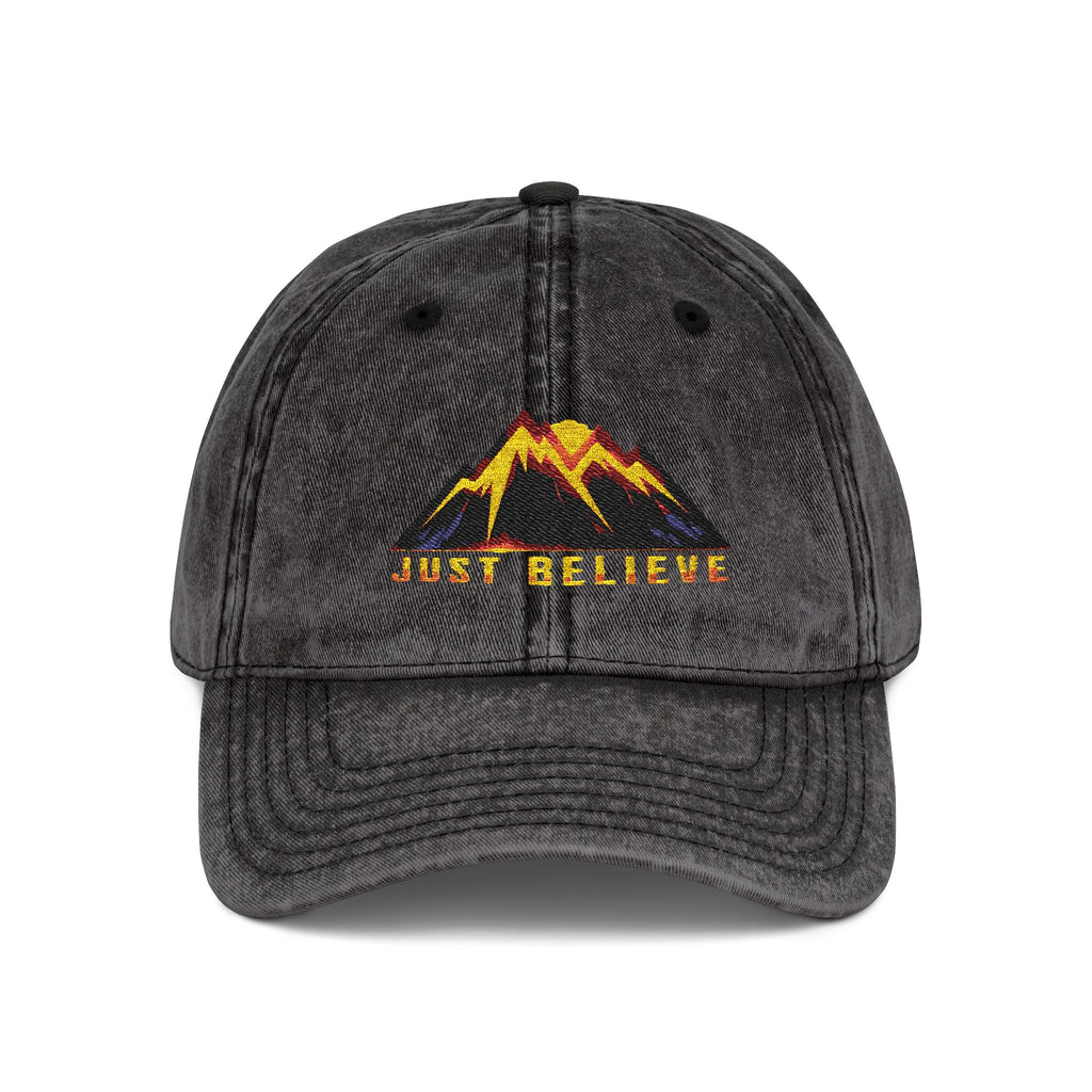 Just Believe Embroidered Vintage Mountain Cap — Red Dad Hat