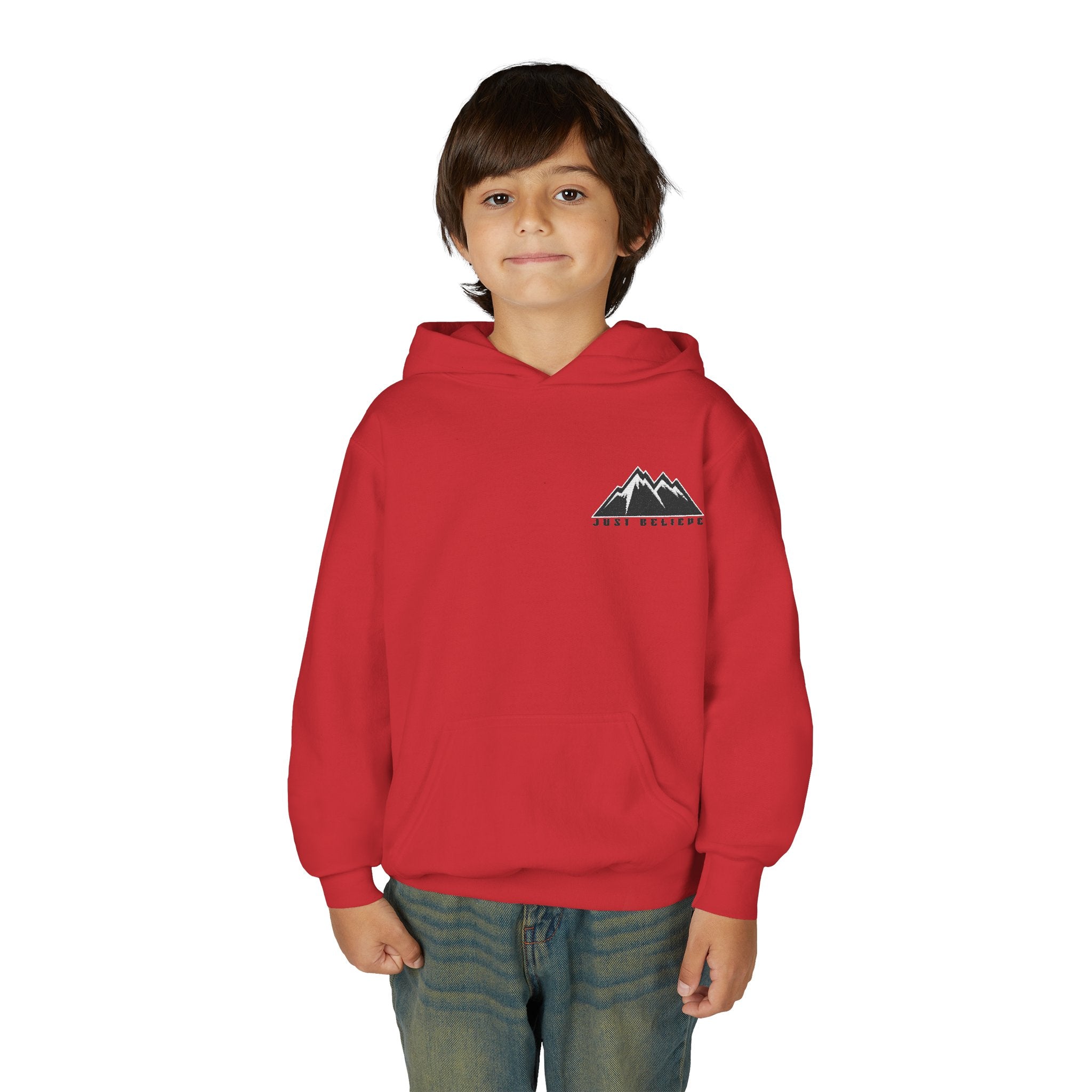 Youth Hoodie - Mountain Logo "Just Breathe" Minimal Outdoor Pullover