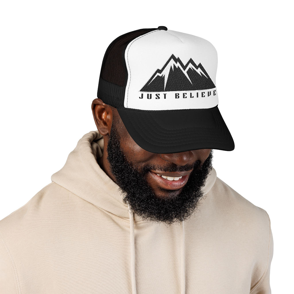Just Believe Embroidered Trucker Hat — Foam Mesh Cap