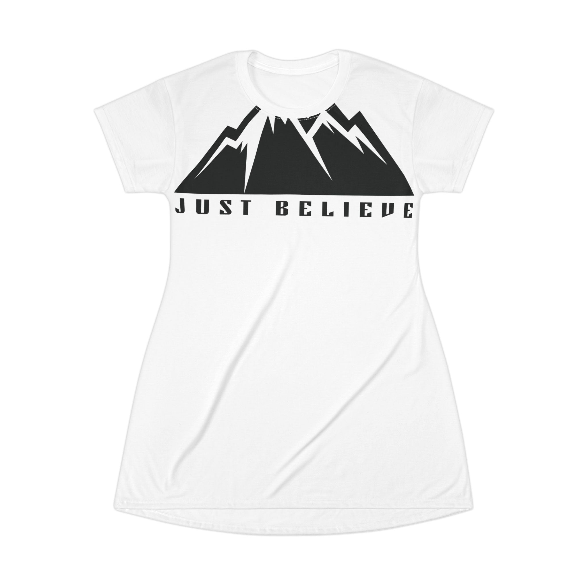 Just  Believe T-Shirt Dress — Casual AOP Tunic Dress (All-Over Print)
