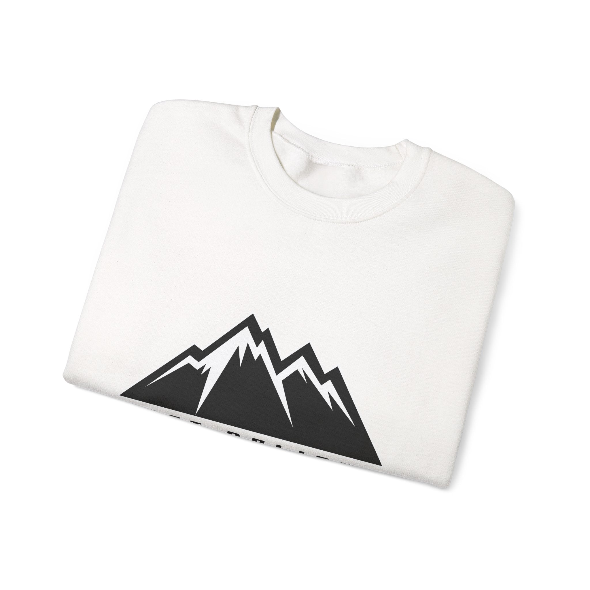 Just Believe Mountain Crewneck Sweatshirt — Inspirational Outdoor Graphic Sweatshirt