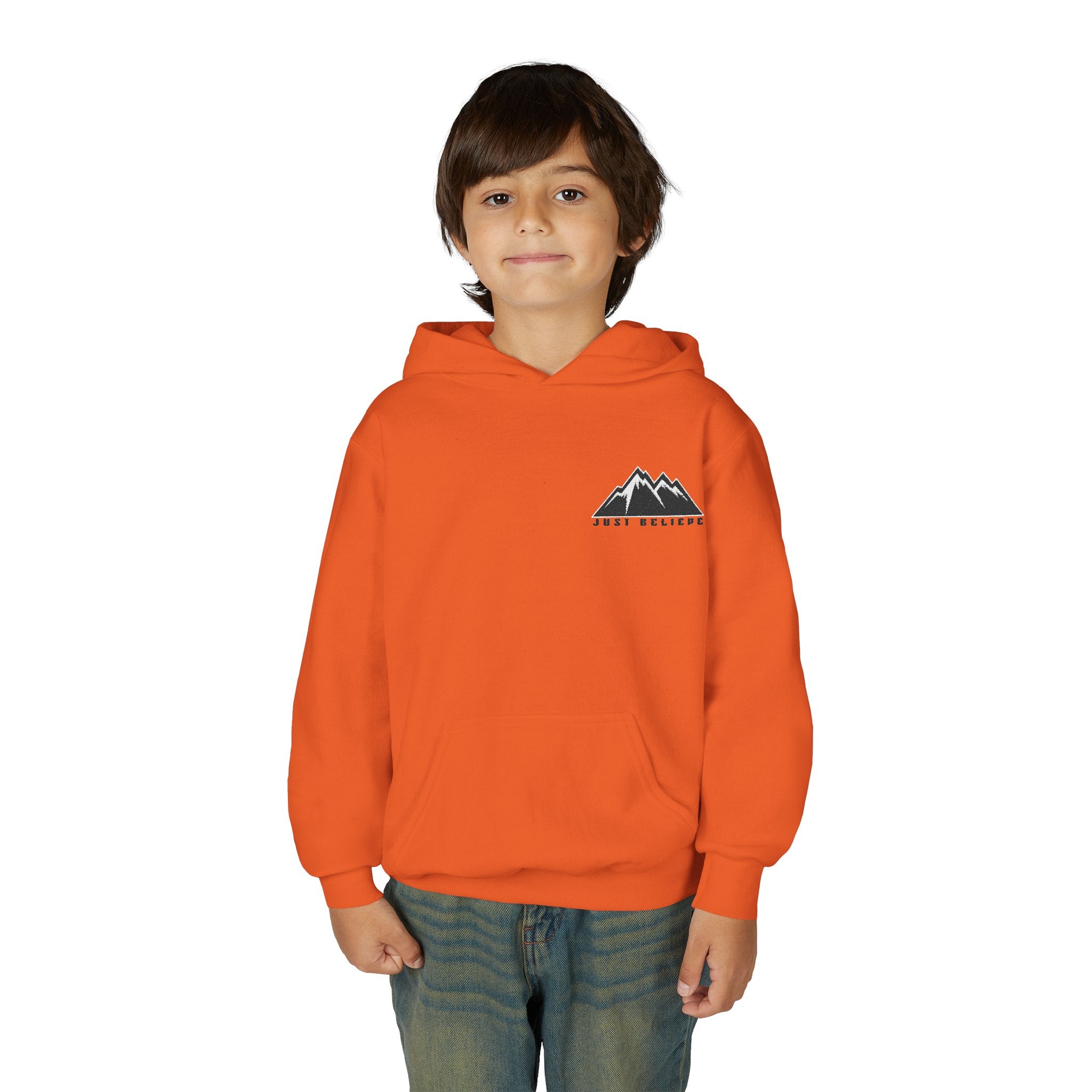 Youth Hoodie - Mountain Logo "Just Breathe" Minimal Outdoor Pullover