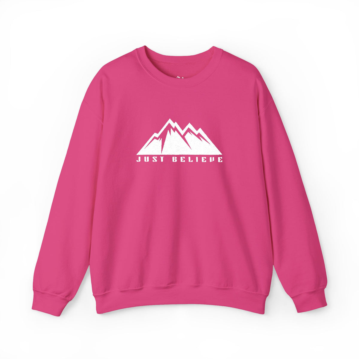 Just Believe Mountain Ridge Crewneck Sweatshirt — Adventure Graphic "Love Believe"