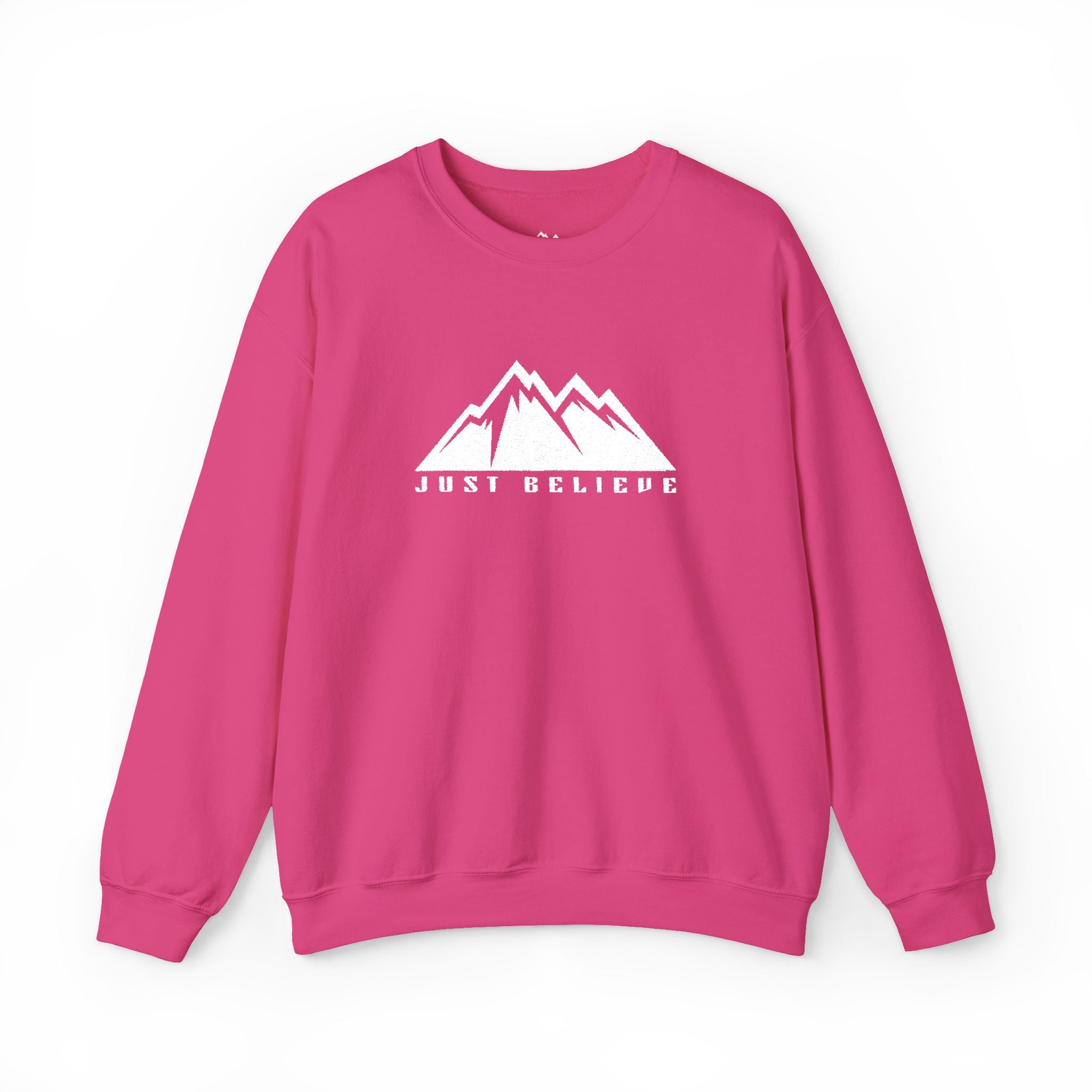 Just Believe Mountain Ridge Crewneck Sweatshirt — Adventure Graphic "Love Believe"