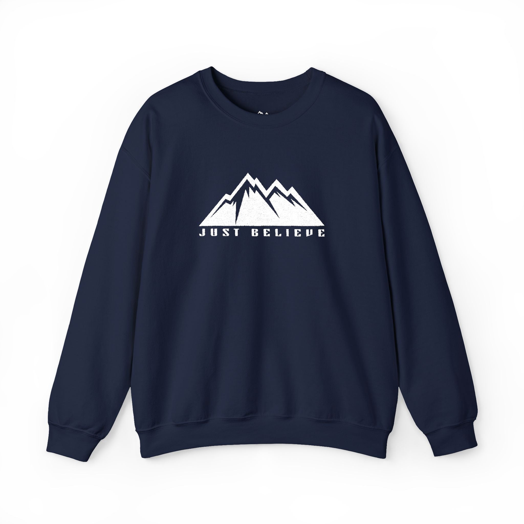 Just Believe Mountain Ridge Crewneck Sweatshirt — Adventure Graphic "Love Believe"