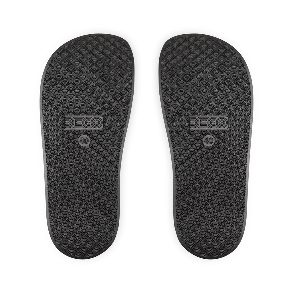 Just Believe Men's Removable-Strap Slide Sandals — Bold Red Mountain Logo
