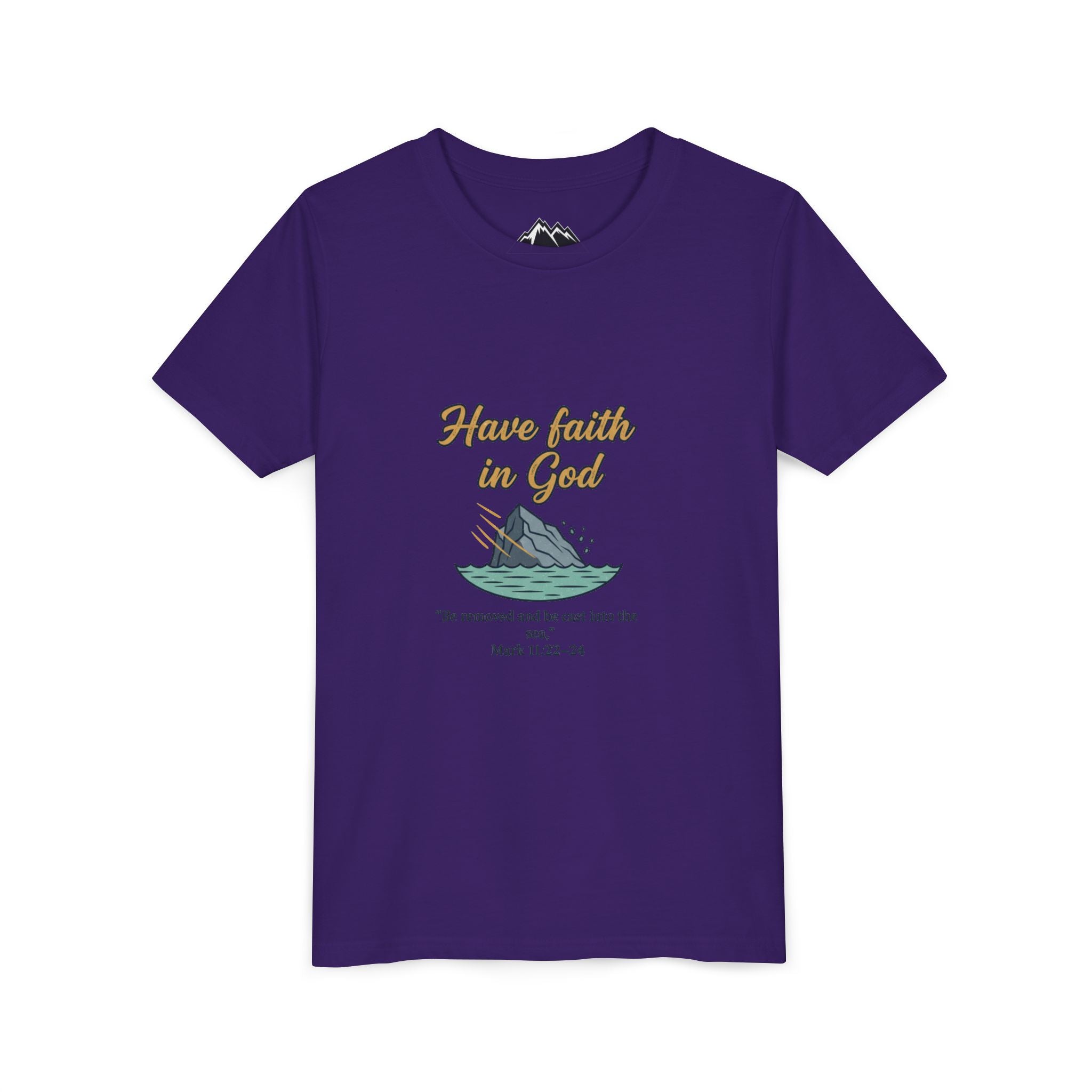Have Faith in God Youth Tee — Christian Kids T-Shirt with Bible Verse (Mark 11:22-24)
