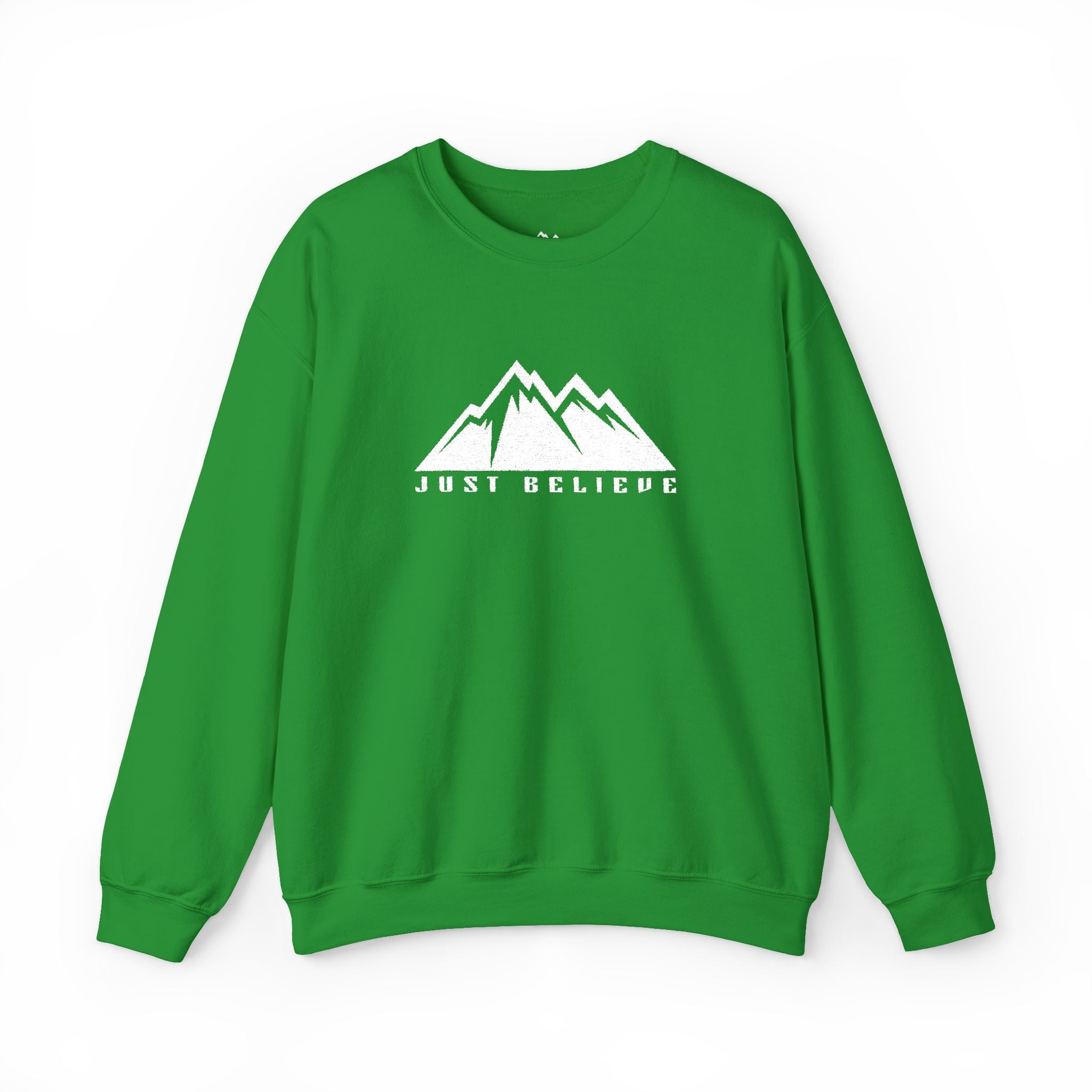 Just Believe Mountain Ridge Crewneck Sweatshirt — Adventure Graphic "Love Believe"