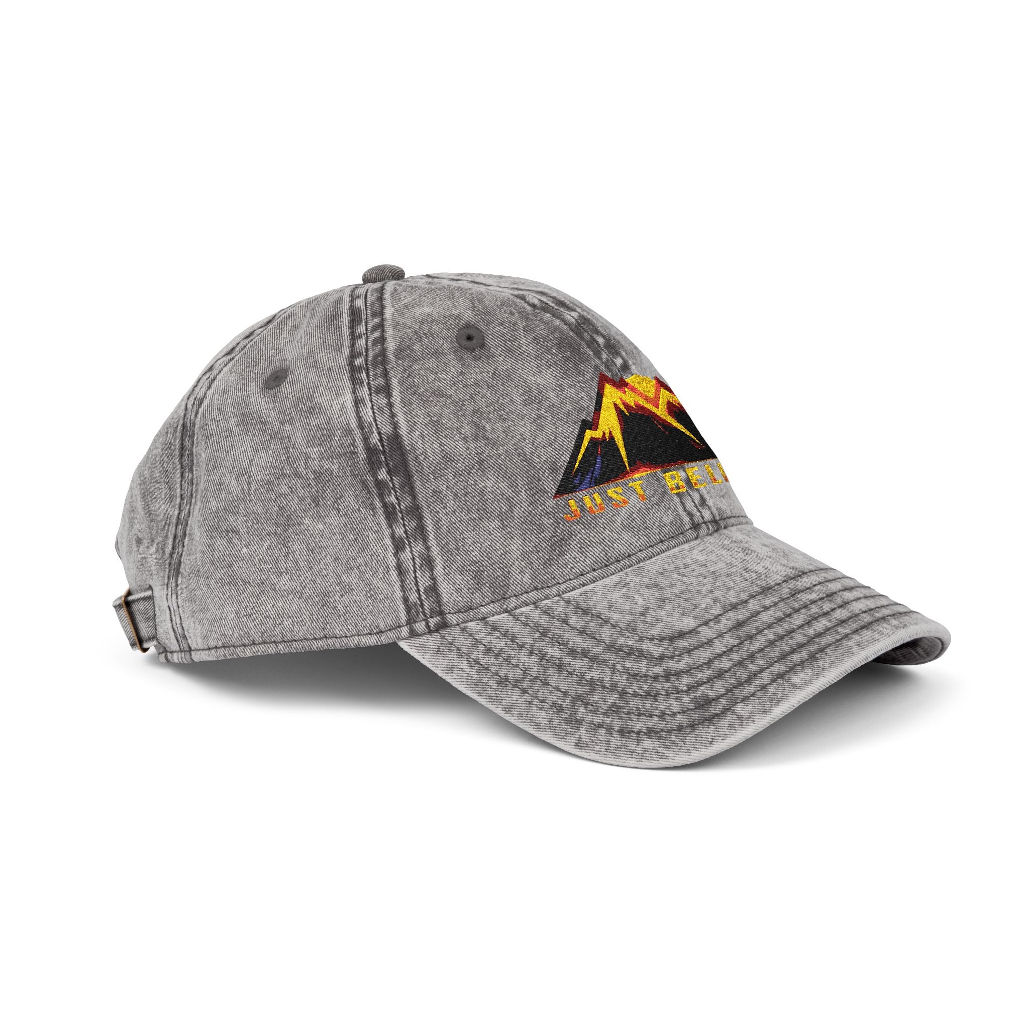Just Believe Embroidered Vintage Mountain Cap — Red Dad Hat
