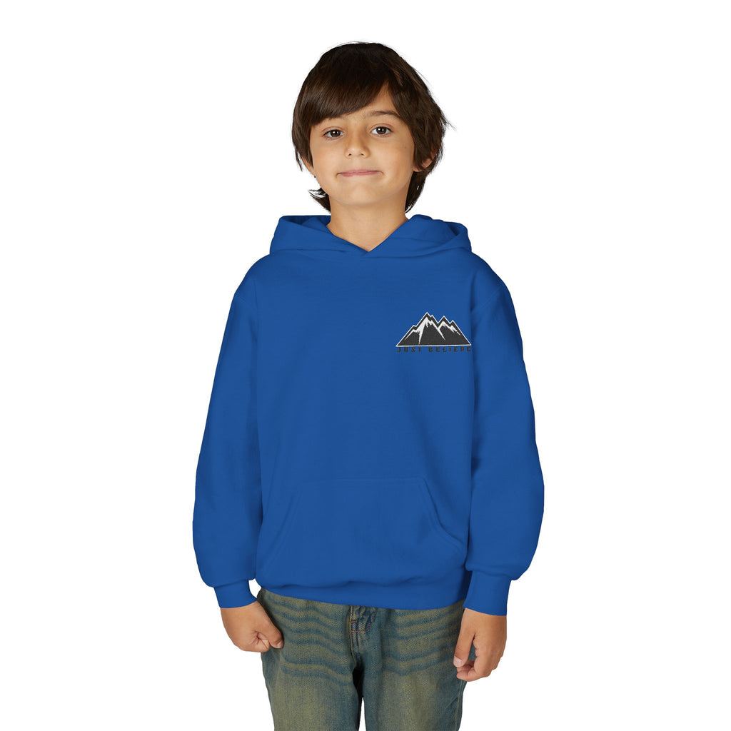 Youth Hoodie - Mountain Logo "Just Breathe" Minimal Outdoor Pullover