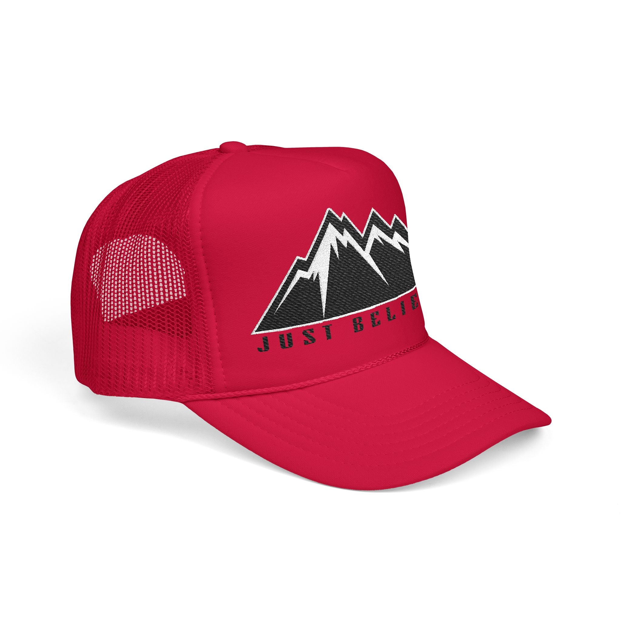 Just Believe Embroidered Trucker Hat — Foam Mesh Cap