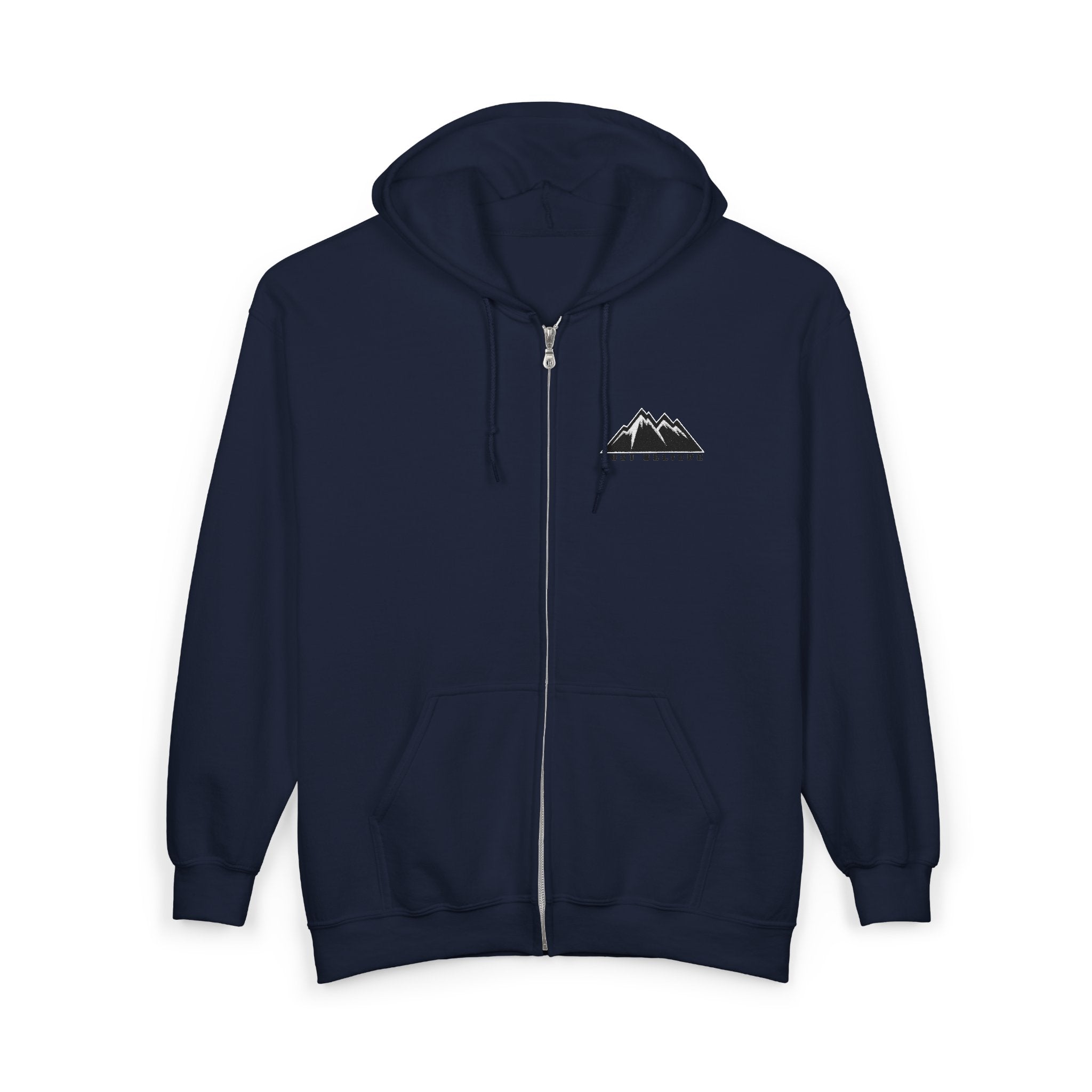 Just Believe Mountain Outline Zip Hoodie — Minimal Mountain Logo Hoodie