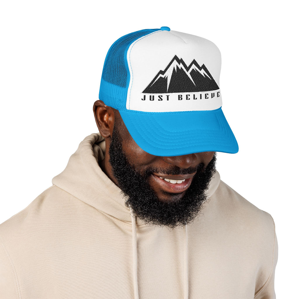 Just Believe Embroidered Trucker Hat — Foam Mesh Cap