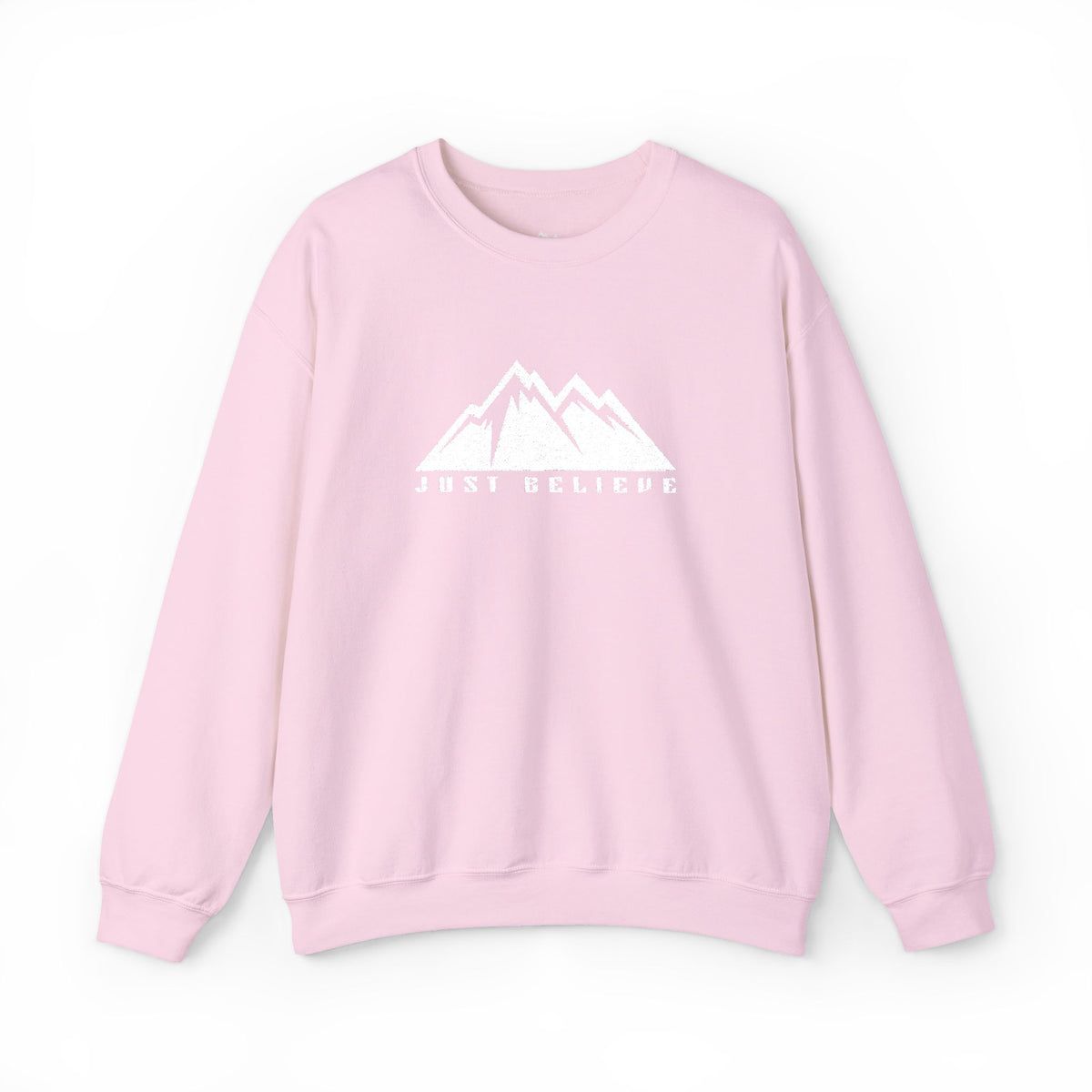 Just Believe Mountain Ridge Crewneck Sweatshirt — Adventure Graphic "Love Believe"