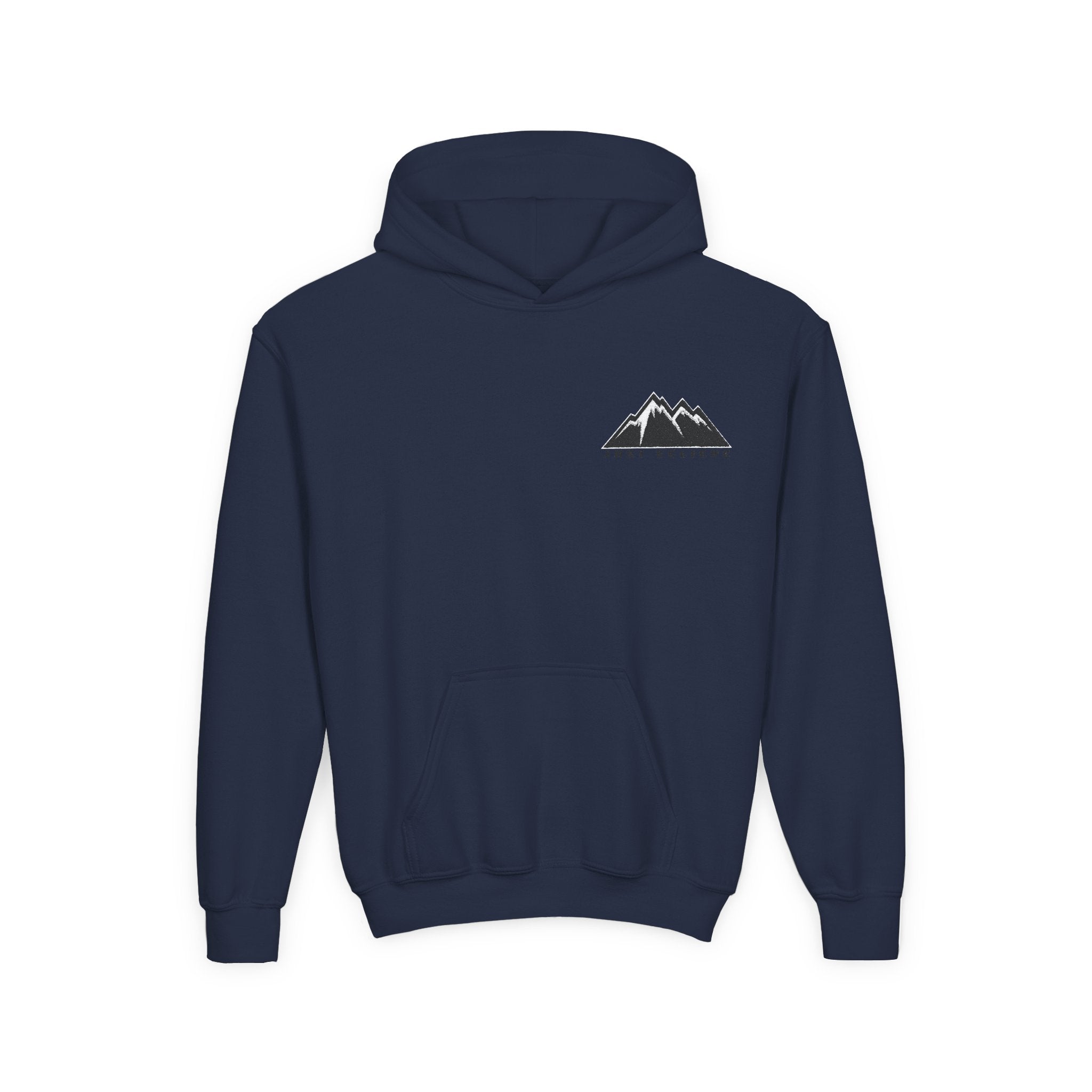 Youth Hoodie - Mountain Logo "Just Breathe" Minimal Outdoor Pullover