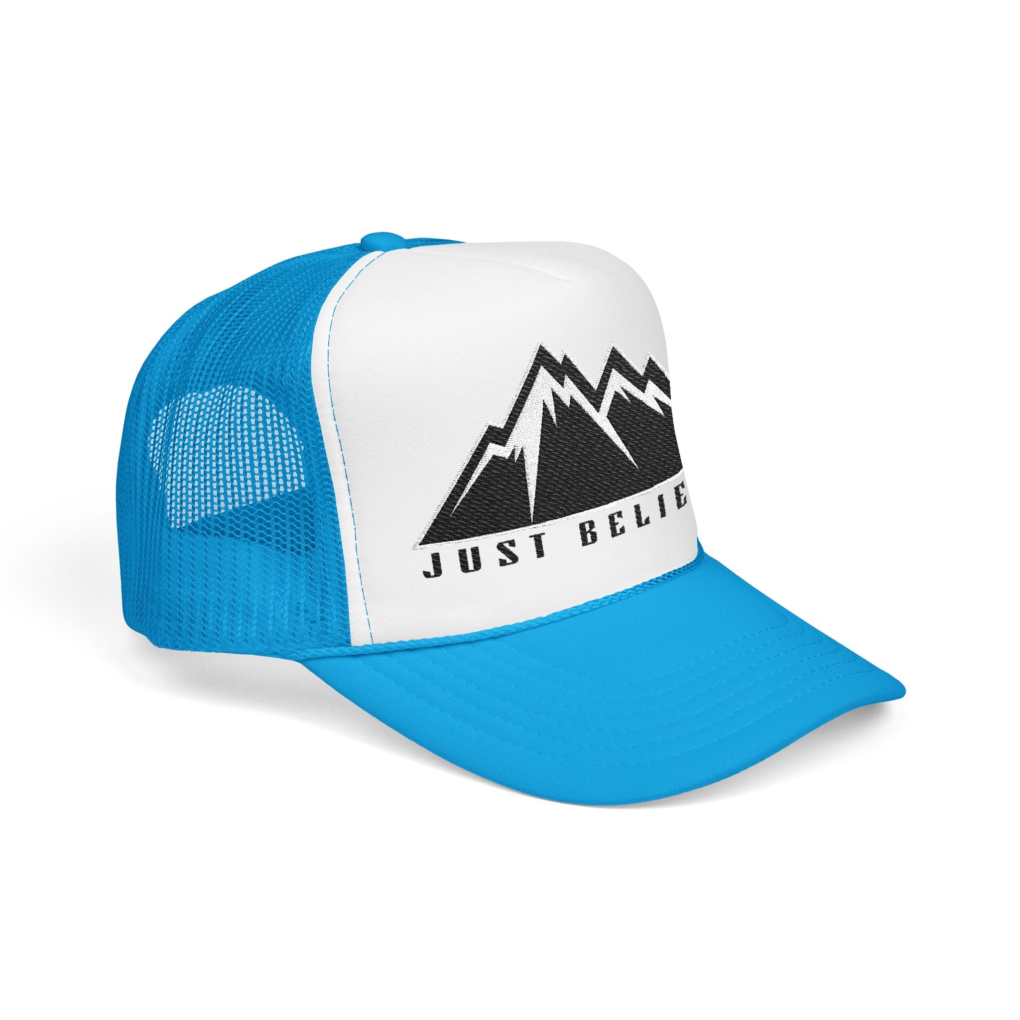 Just Believe Embroidered Trucker Hat — Foam Mesh Cap