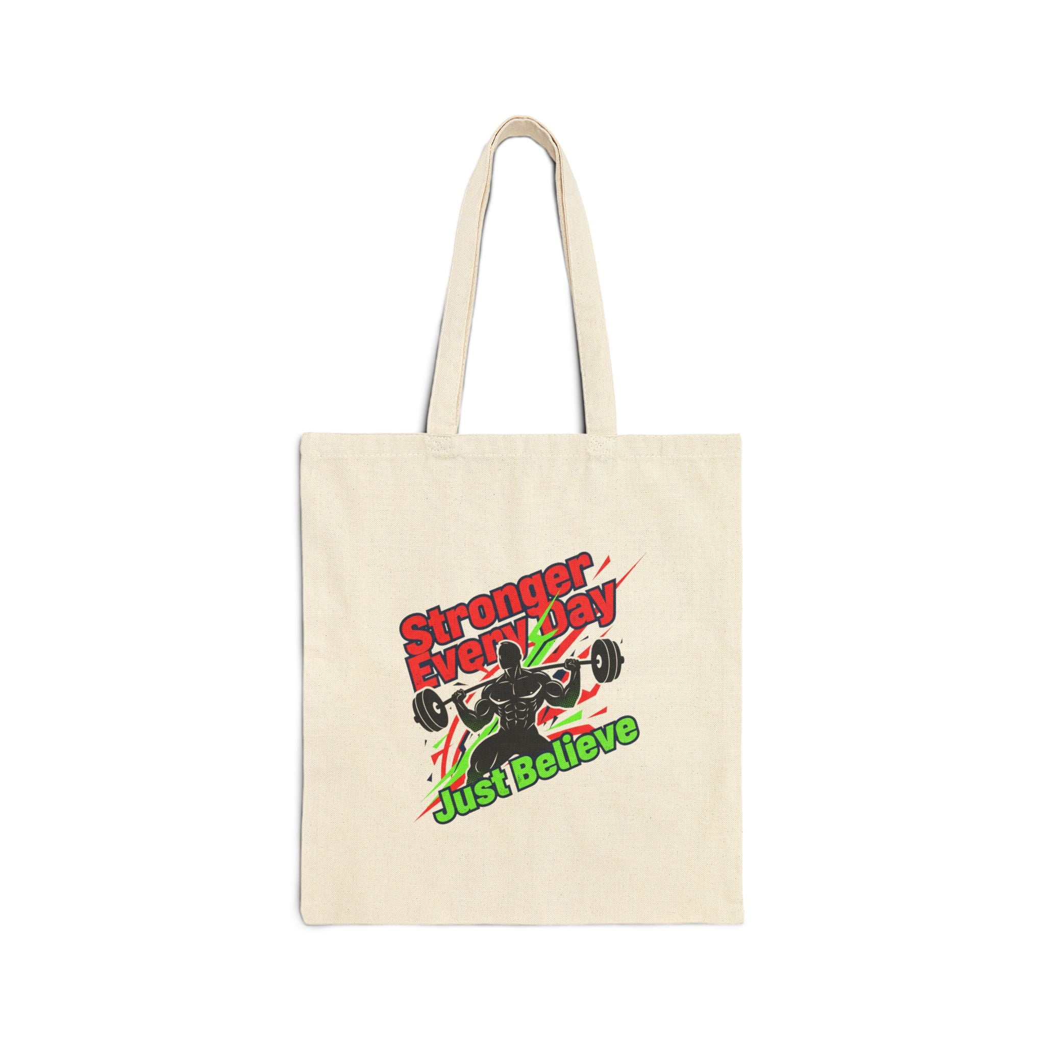 Just Believe Stronger Every Day Tote | gym motivation, workout bag