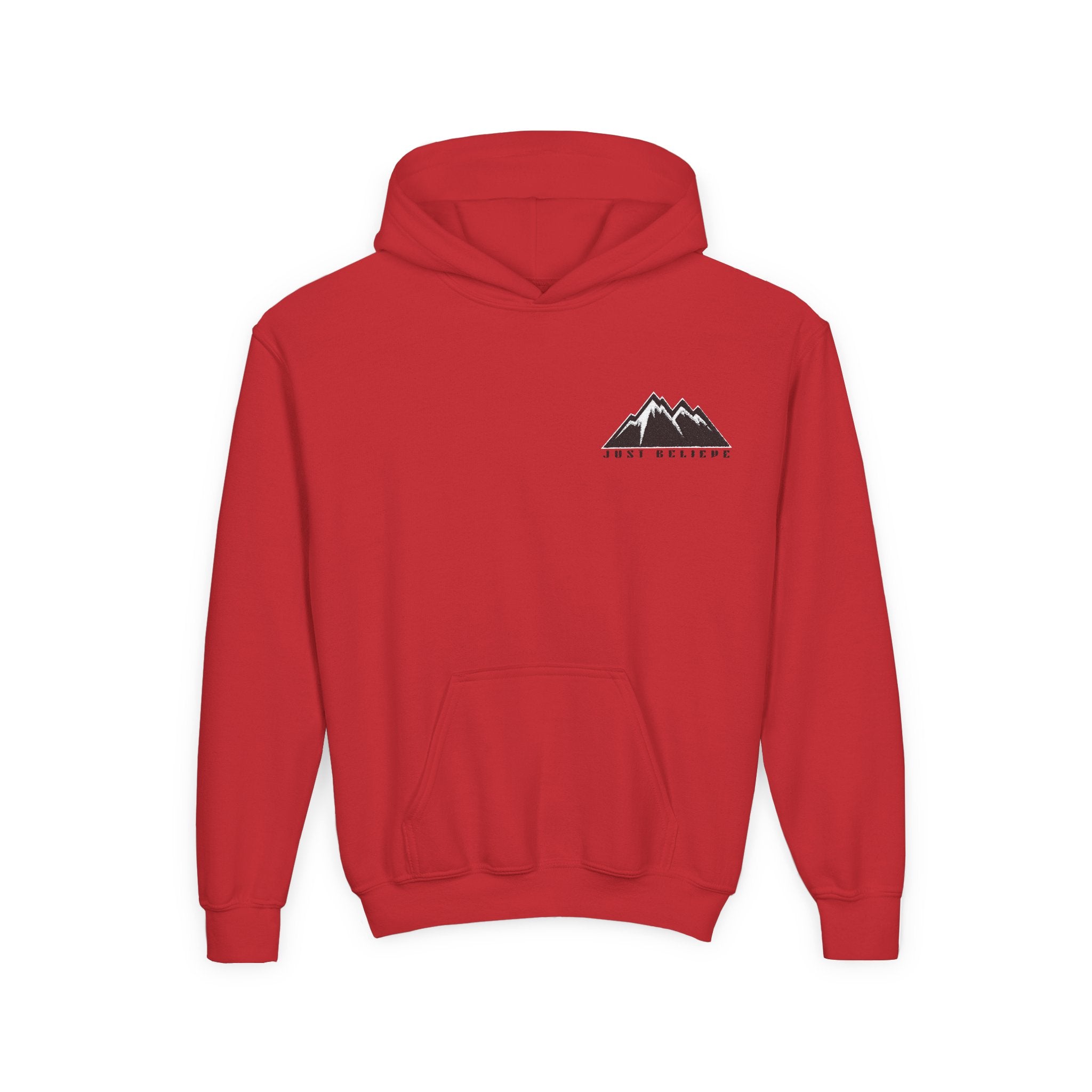 Youth Hoodie - Mountain Logo "Just Breathe" Minimal Outdoor Pullover