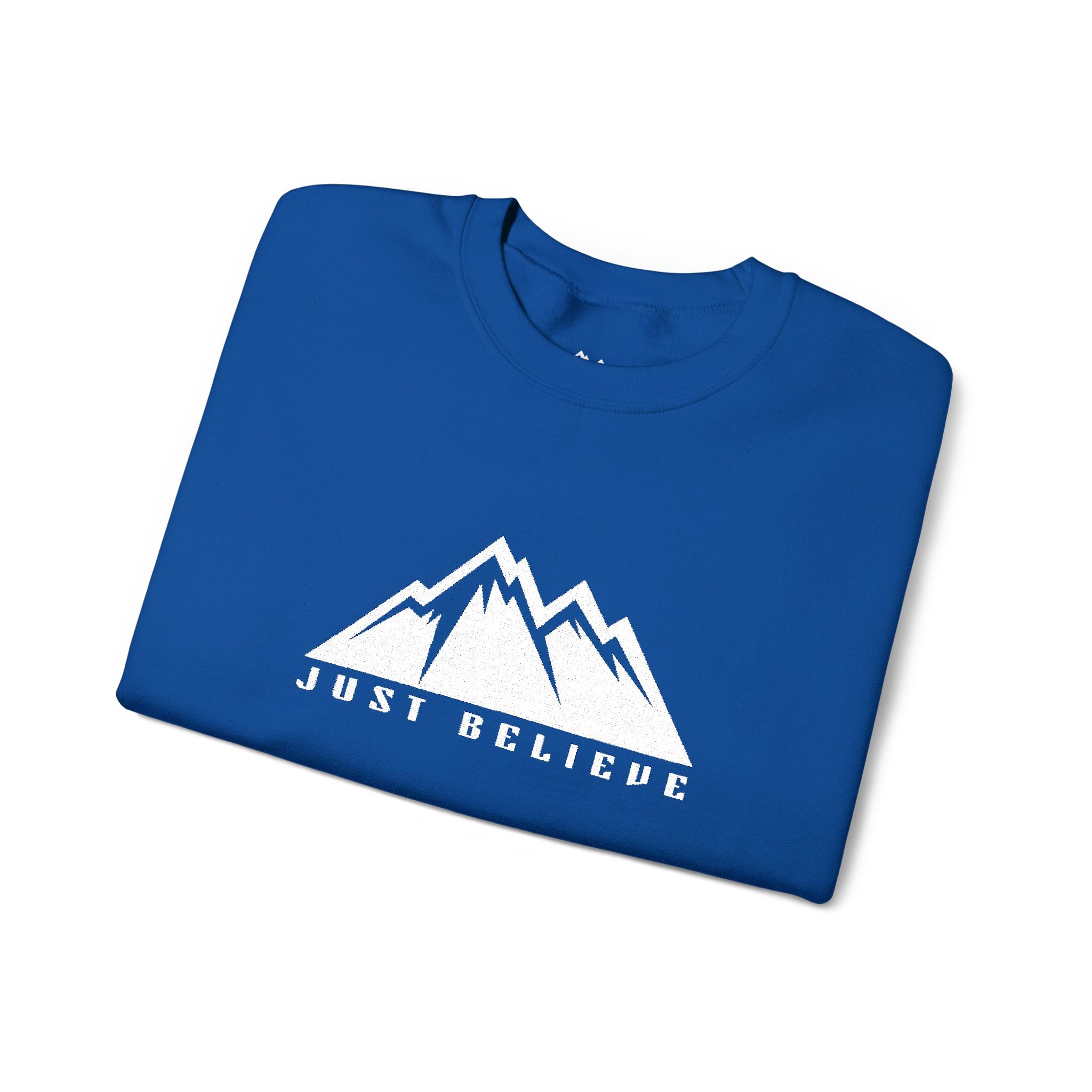 Just Believe Mountain Ridge Crewneck Sweatshirt — Adventure Graphic "Love Believe"