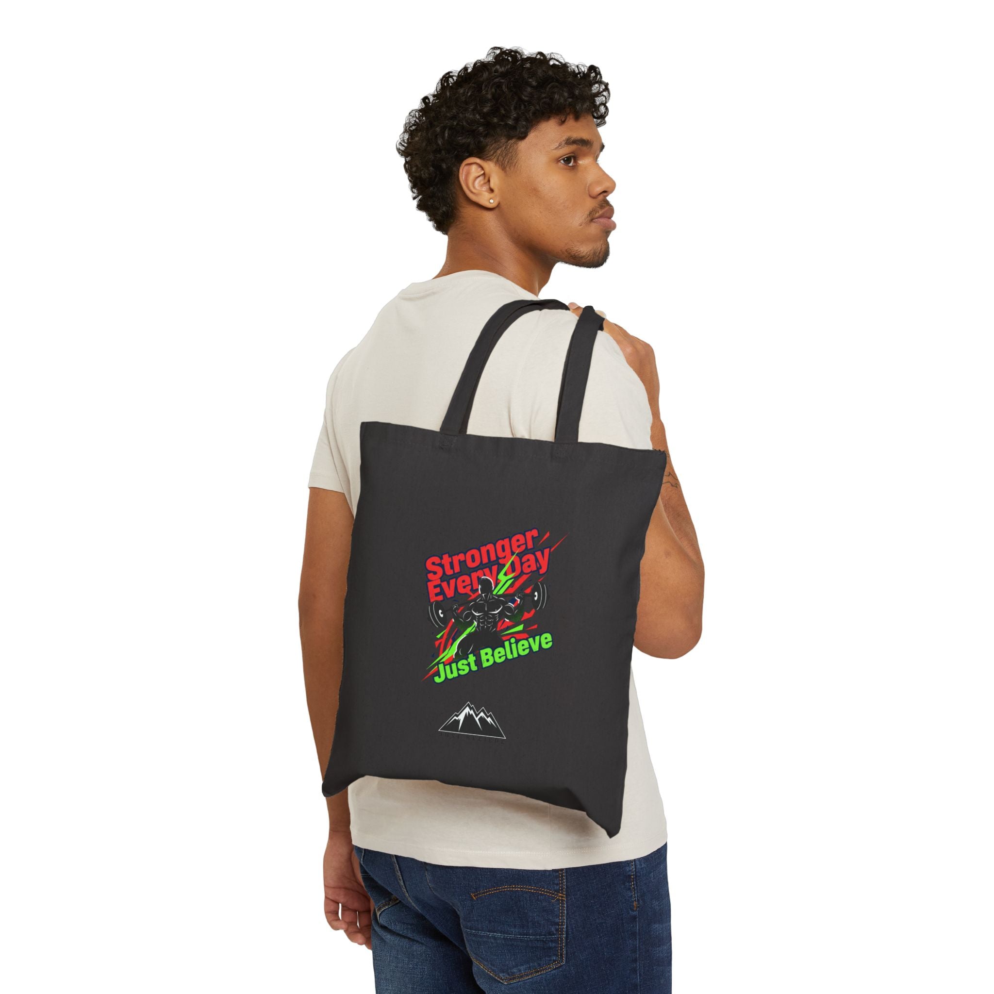 Just Believe Stronger Every Day Tote | gym motivation, workout bag