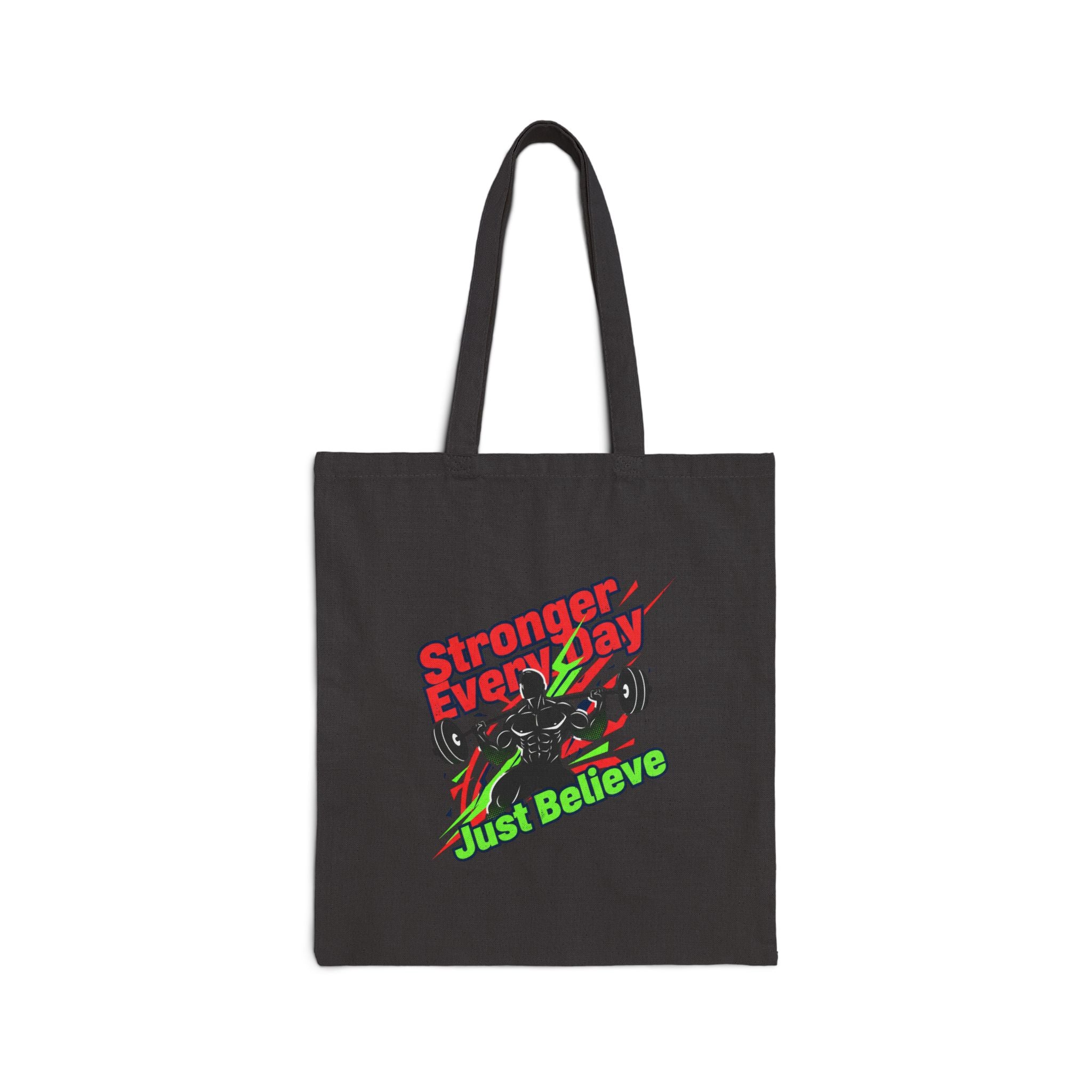 Just Believe Stronger Every Day Tote | gym motivation, workout bag