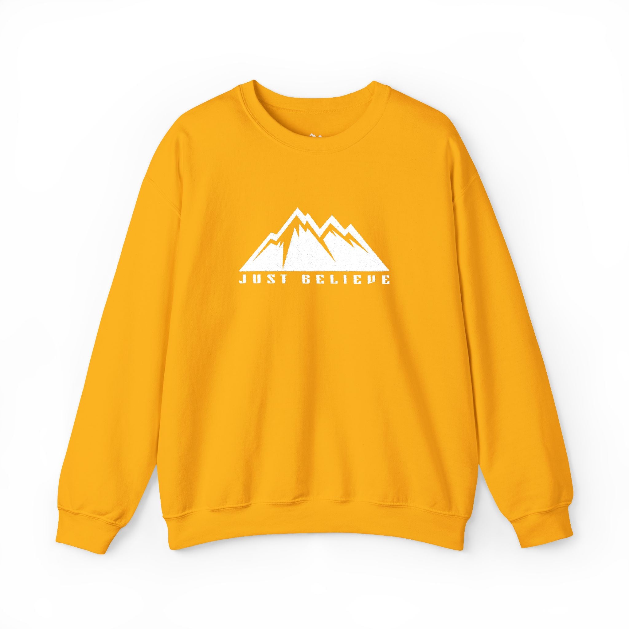 Just Believe Mountain Ridge Crewneck Sweatshirt — Adventure Graphic "Love Believe"